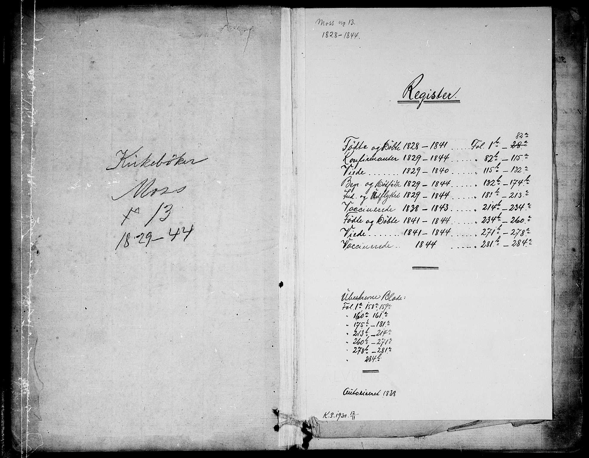 Moss prestekontor Kirkebøker, AV/SAO-A-2003/F/Fa/L0006: Parish register (official) no. I 6, 1829-1844