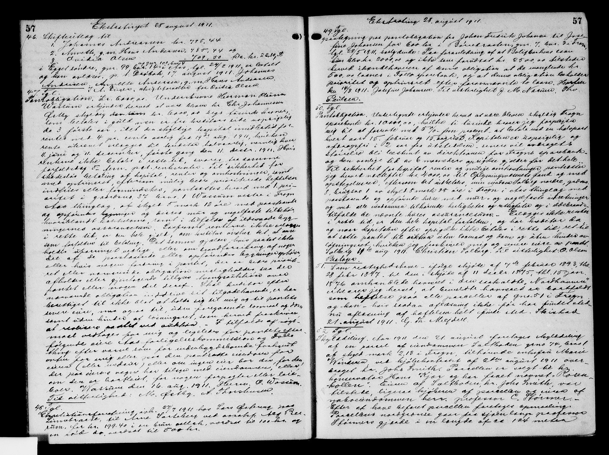Follo sorenskriveri, AV/SAO-A-10274/G/Ga/Gaa/L0027: Mortgage book no. I 27, 1911-1913, p. 57