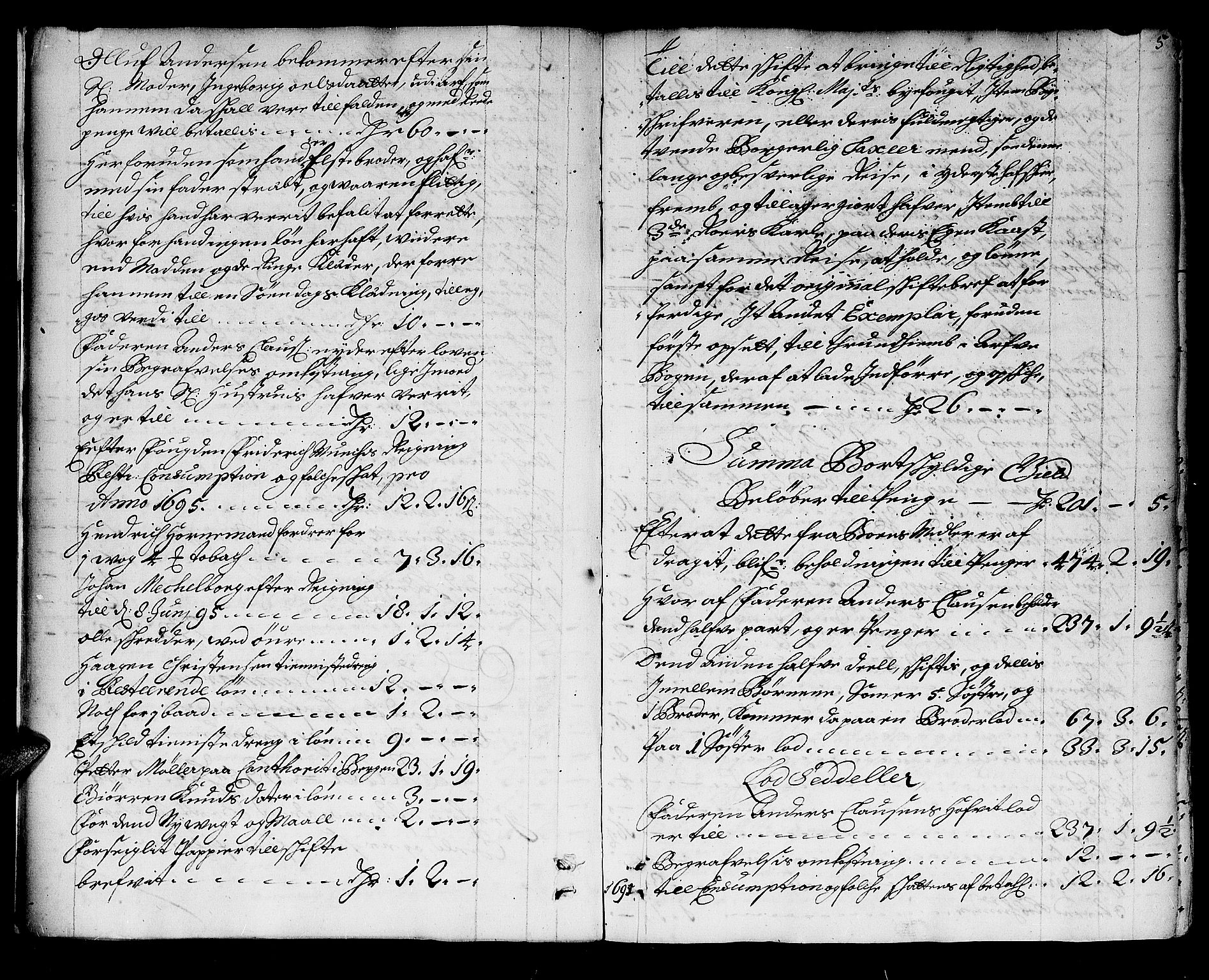 Trondheim byfogd, AV/SAT-A-0003/1/3/3A/L0004: Skifteprotokoll - gml.nr.4. (m/ register), 1695-1699, p. 4b-5a