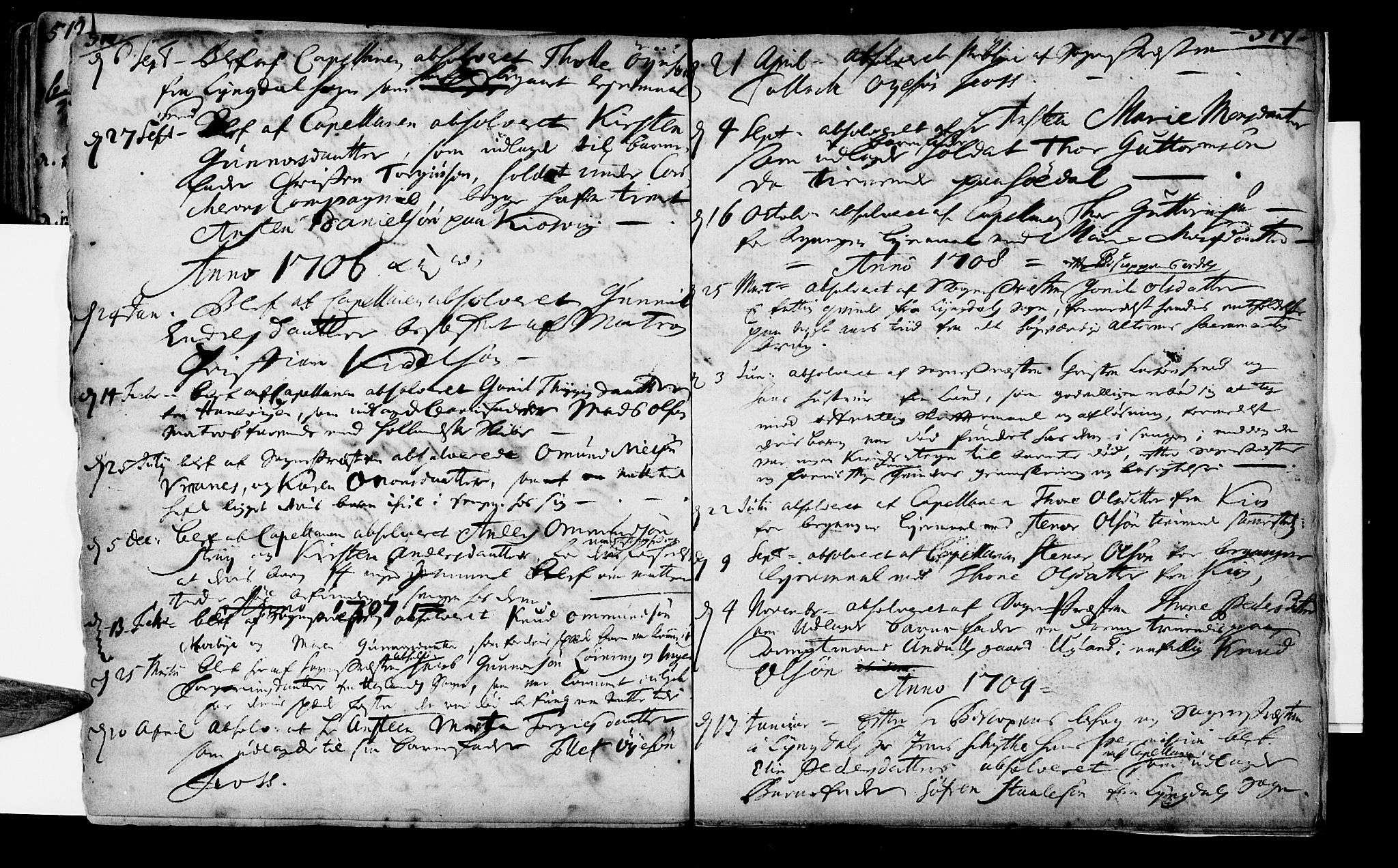 Oddernes sokneprestkontor, SAK/1111-0033/F/Fa/Faa/L0001: Parish register (official) no. A 1, 1692-1718, p. 516-517