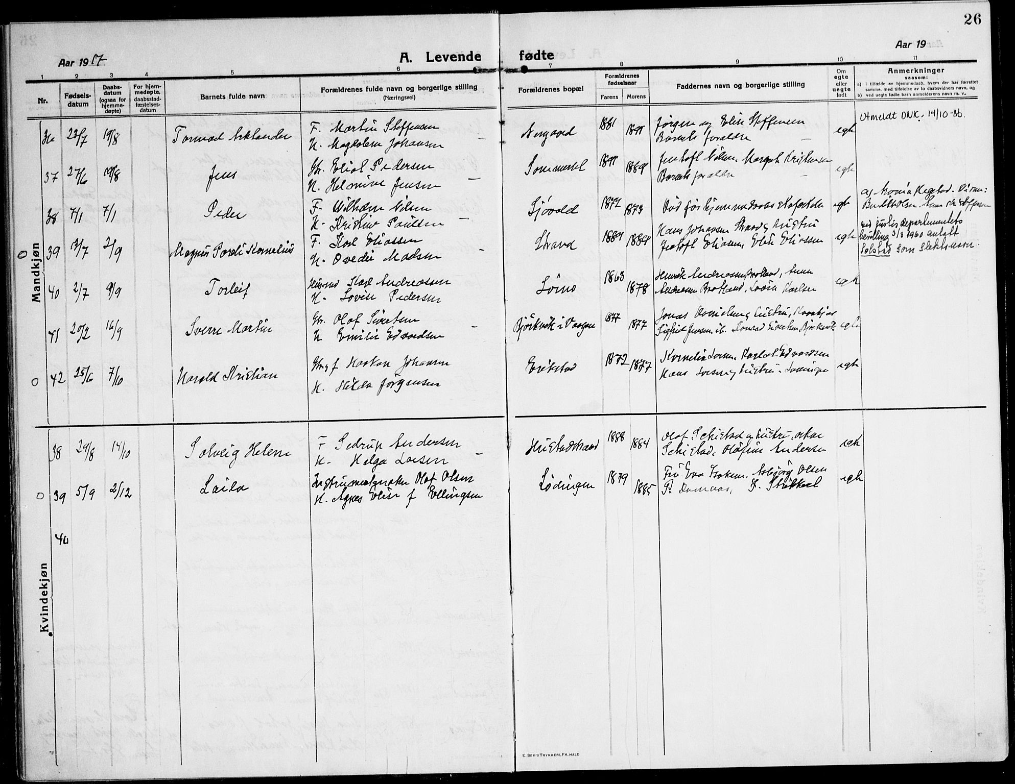 Ministerialprotokoller, klokkerbøker og fødselsregistre - Nordland, AV/SAT-A-1459/872/L1037: Parish register (official) no. 872A12, 1914-1925, p. 26