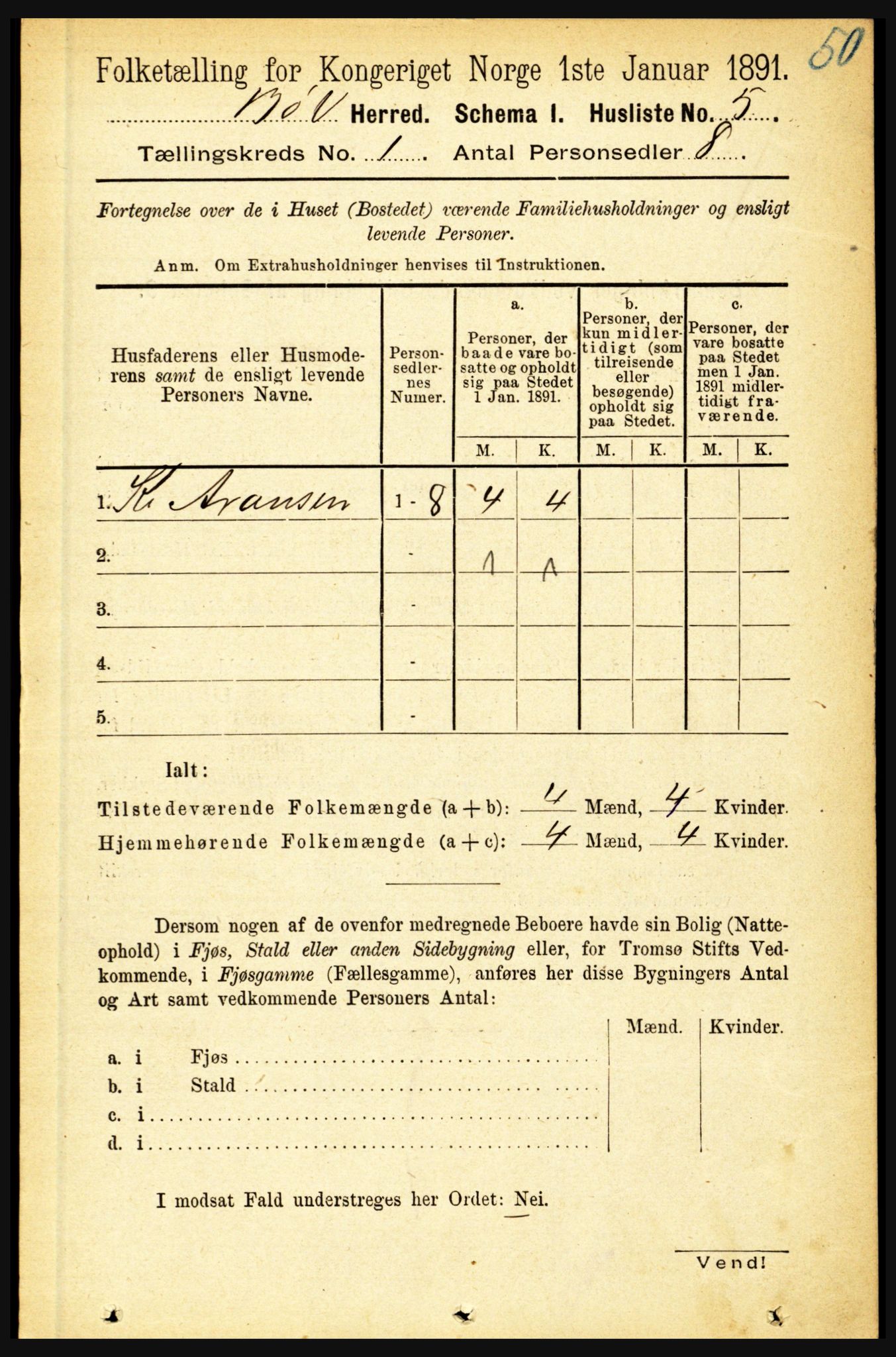 RA, 1891 census for 1867 Bø, 1891, p. 33