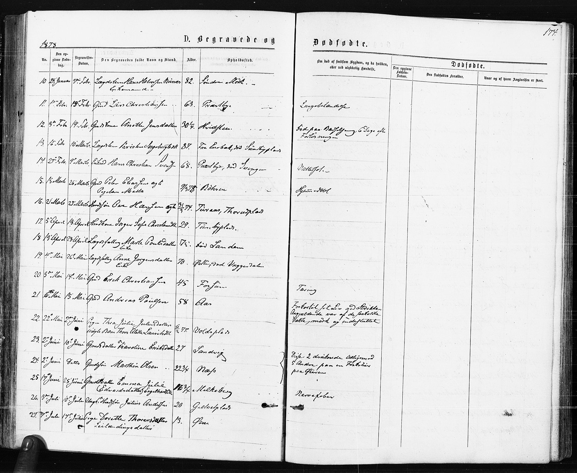 Spydeberg prestekontor Kirkebøker, AV/SAO-A-10924/F/Fa/L0007: Parish register (official) no. I 7, 1875-1885, p. 174