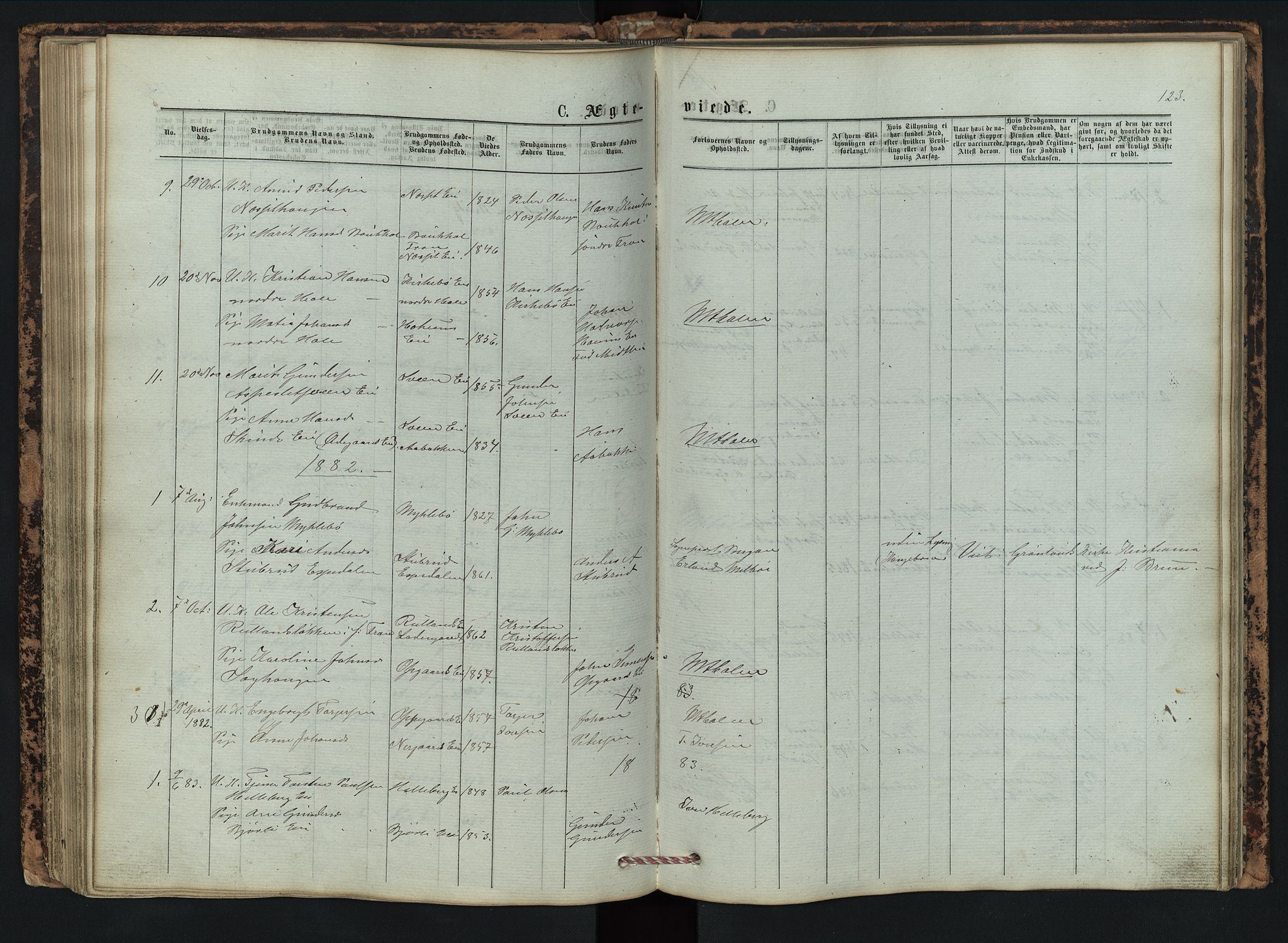 Vestre Gausdal prestekontor, SAH/PREST-094/H/Ha/Hab/L0002: Parish register (copy) no. 2, 1874-1897, p. 123