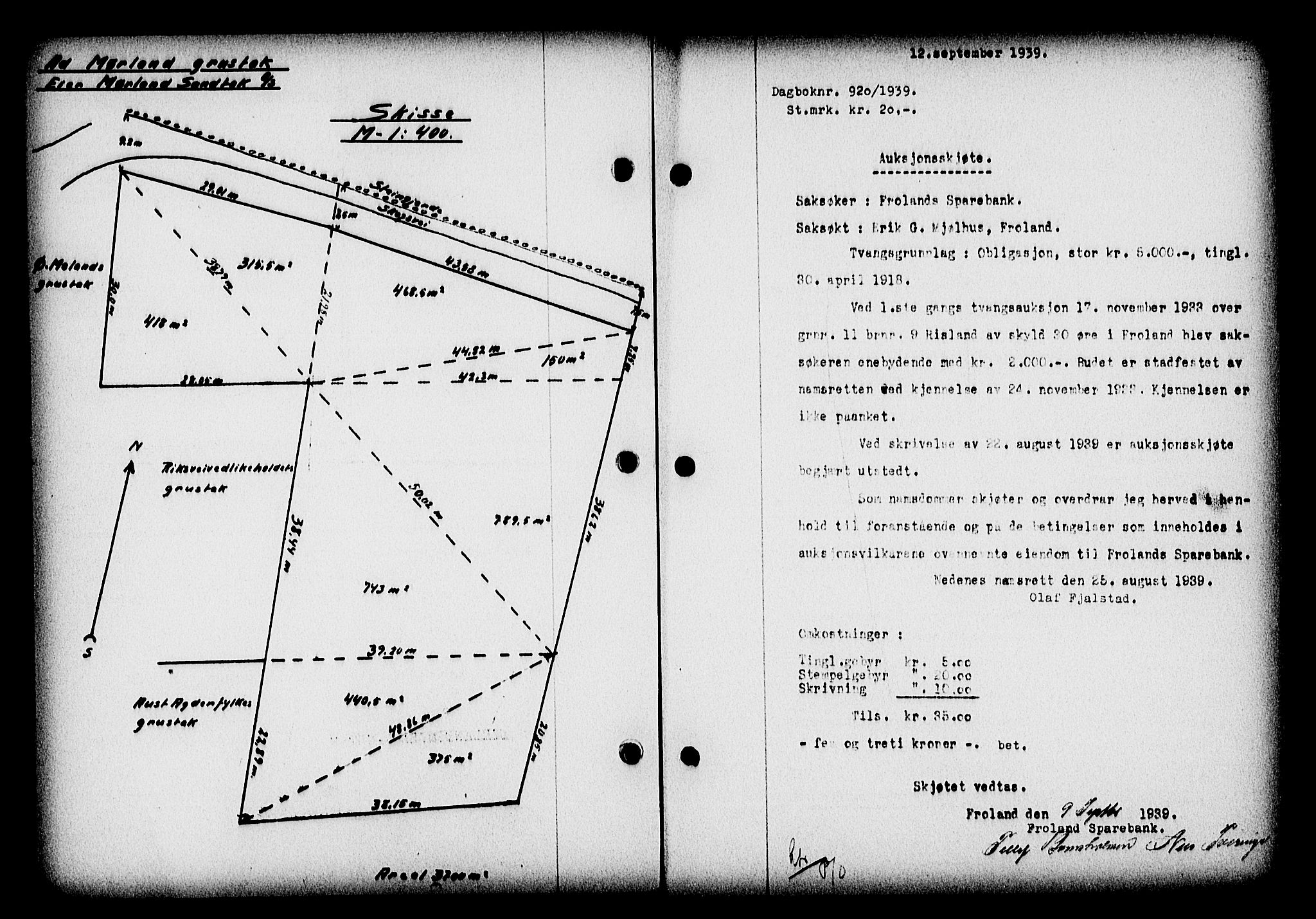 Nedenes sorenskriveri, AV/SAK-1221-0006/G/Gb/Gba/L0047: Mortgage book no. A-I, 1939-1940, Diary no: : 920/1939