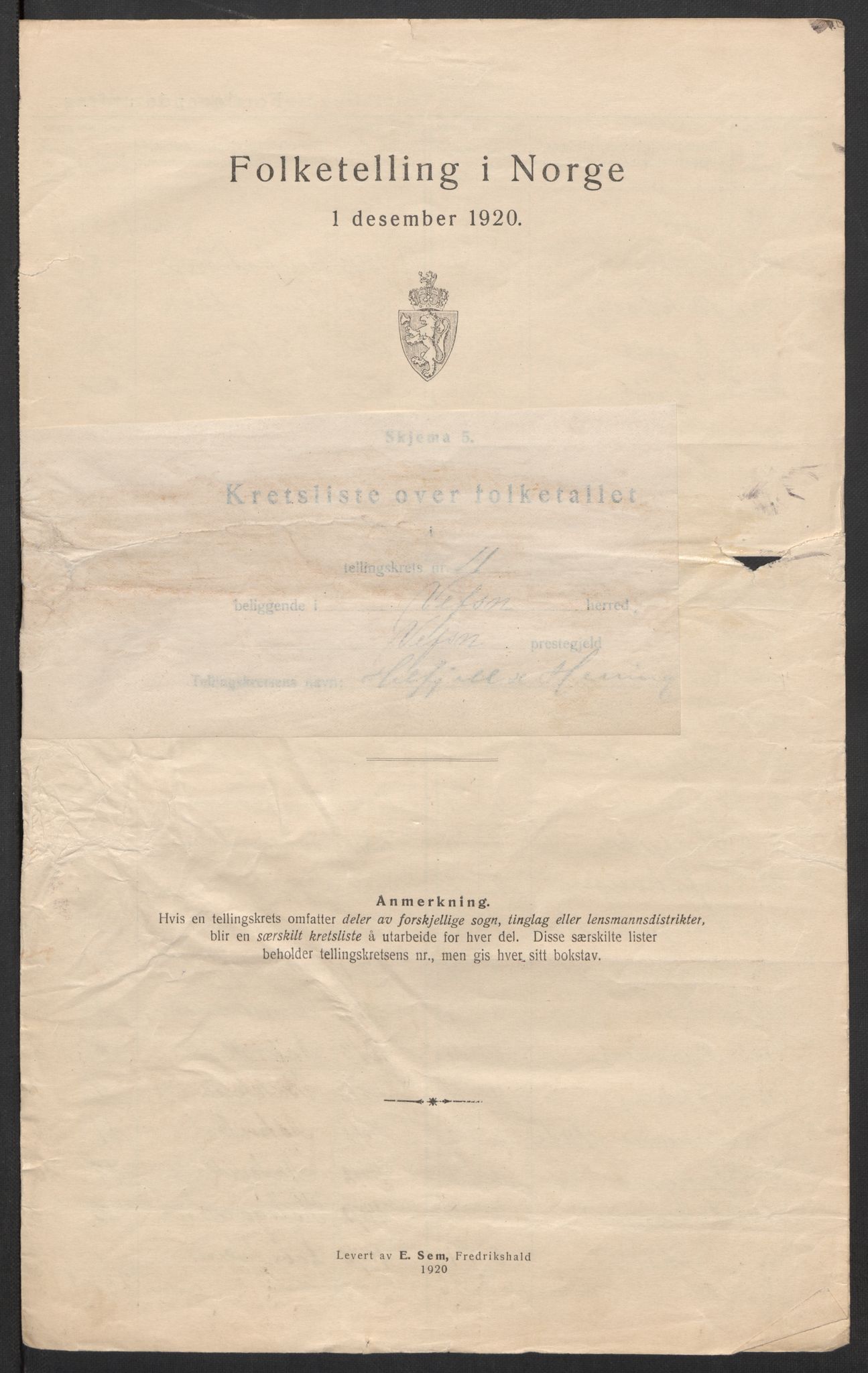 SAT, 1920 census for Vefsn, 1920, p. 42