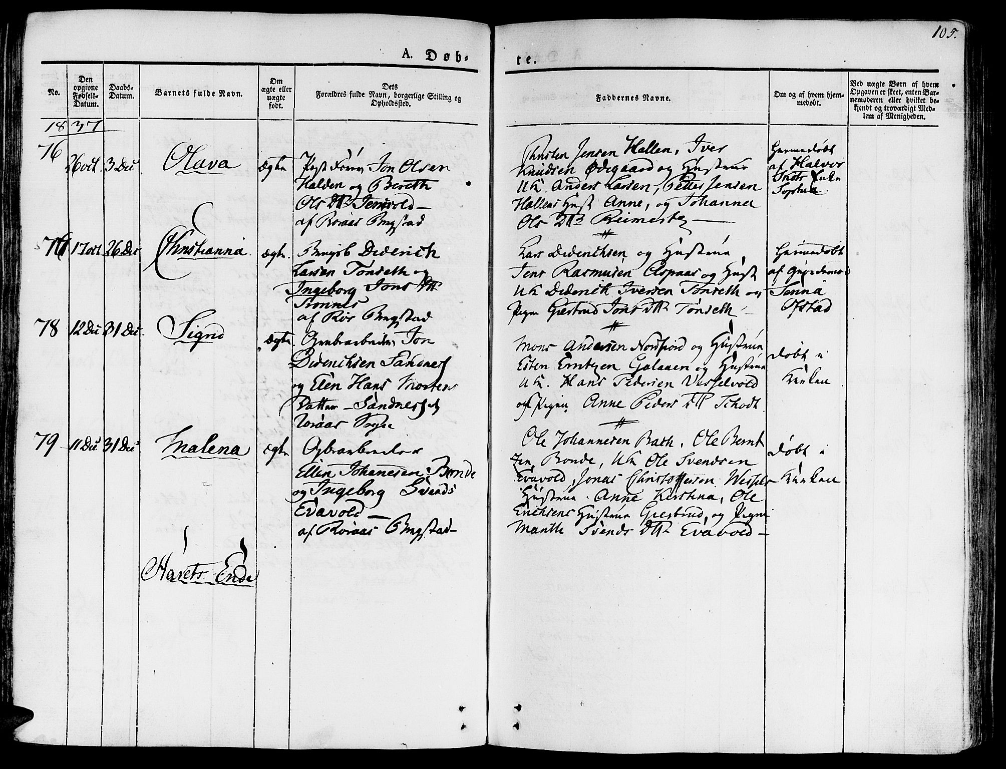 Ministerialprotokoller, klokkerbøker og fødselsregistre - Sør-Trøndelag, SAT/A-1456/681/L0930: Parish register (official) no. 681A08, 1829-1844, p. 105