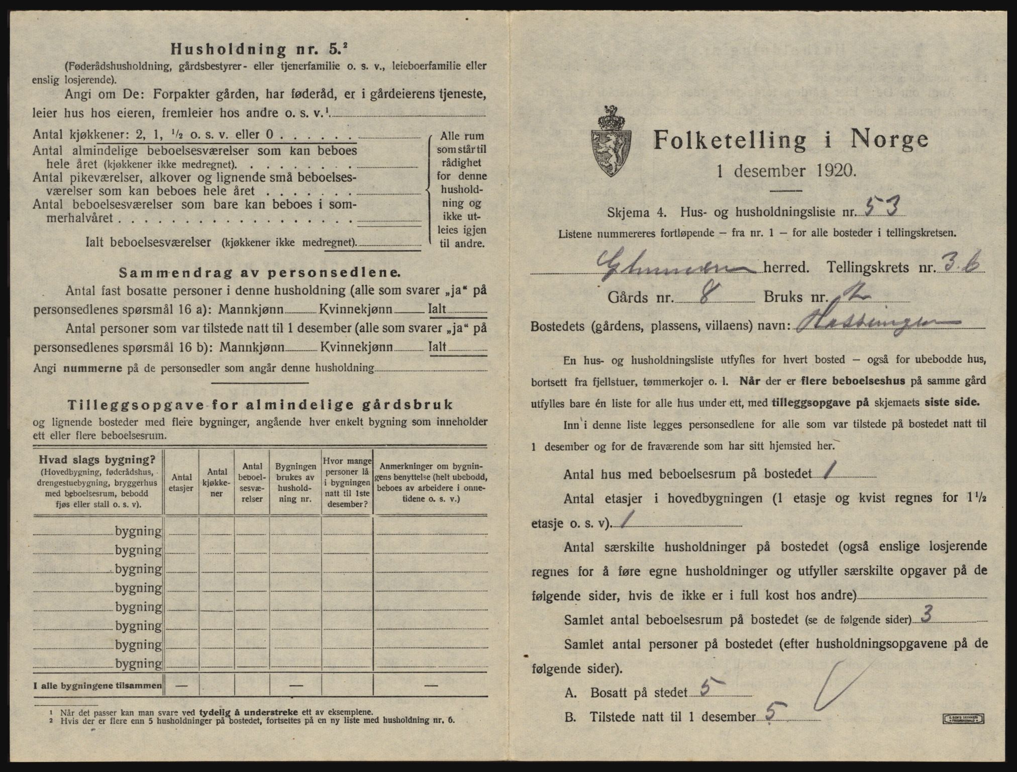 SAO, 1920 census for Glemmen, 1920, p. 1135