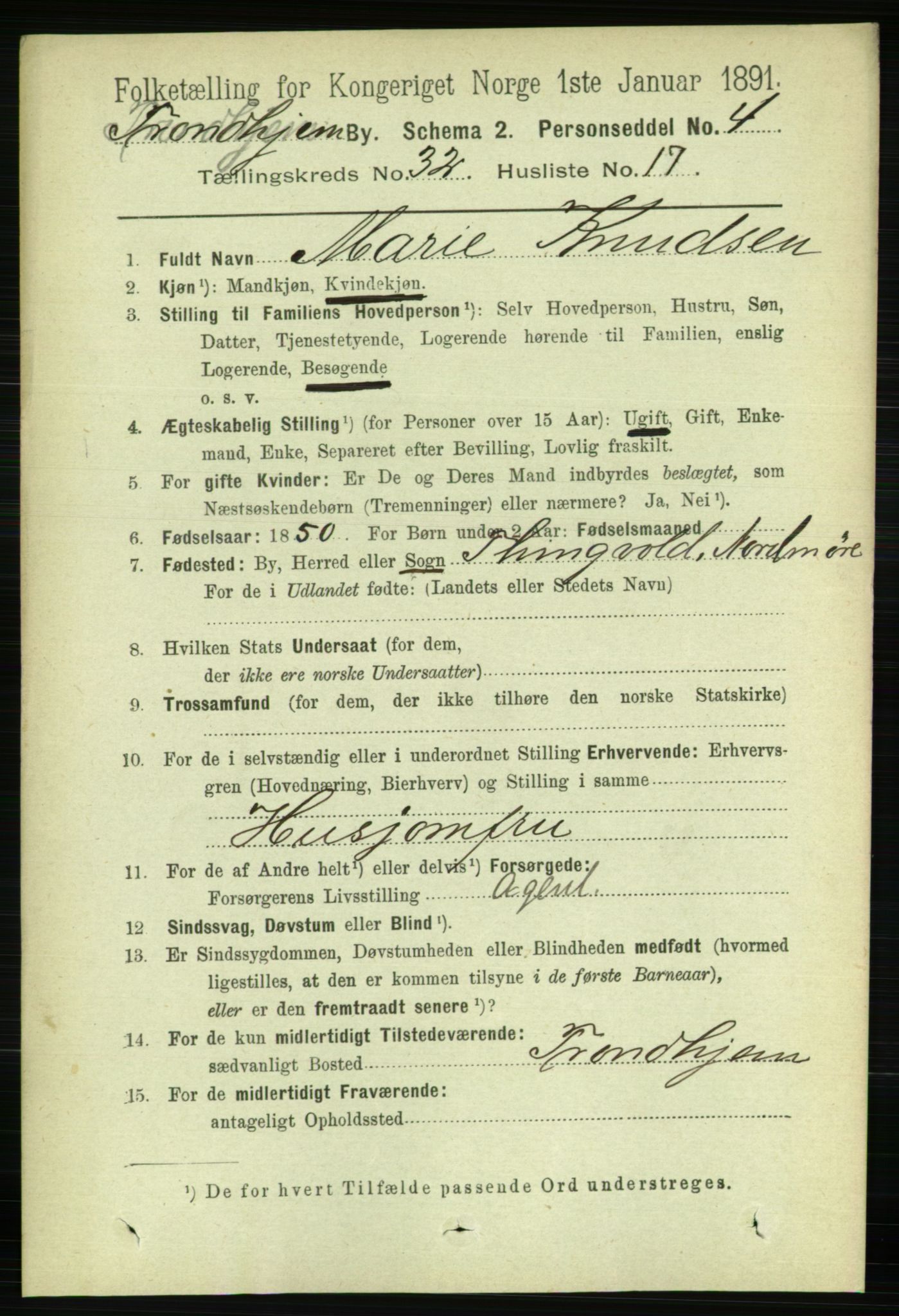 RA, 1891 census for 1601 Trondheim, 1891, p. 24117