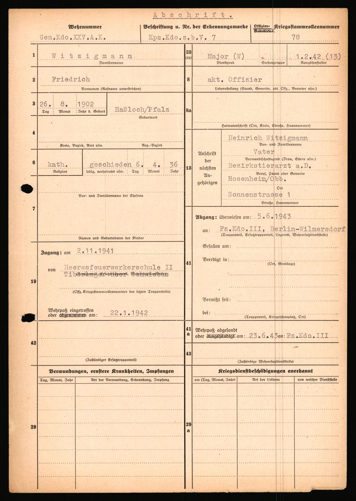 Forsvarets Overkommando. 2 kontor. Arkiv 11.4. Spredte tyske arkivsaker, AV/RA-RAFA-7031/D/Dar/Dara/L0019: Personalbøker og diverse, 1940-1945, p. 534