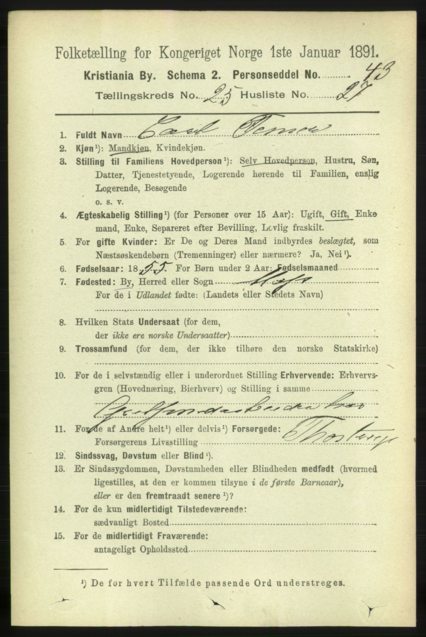 RA, 1891 census for 0301 Kristiania, 1891, p. 12751