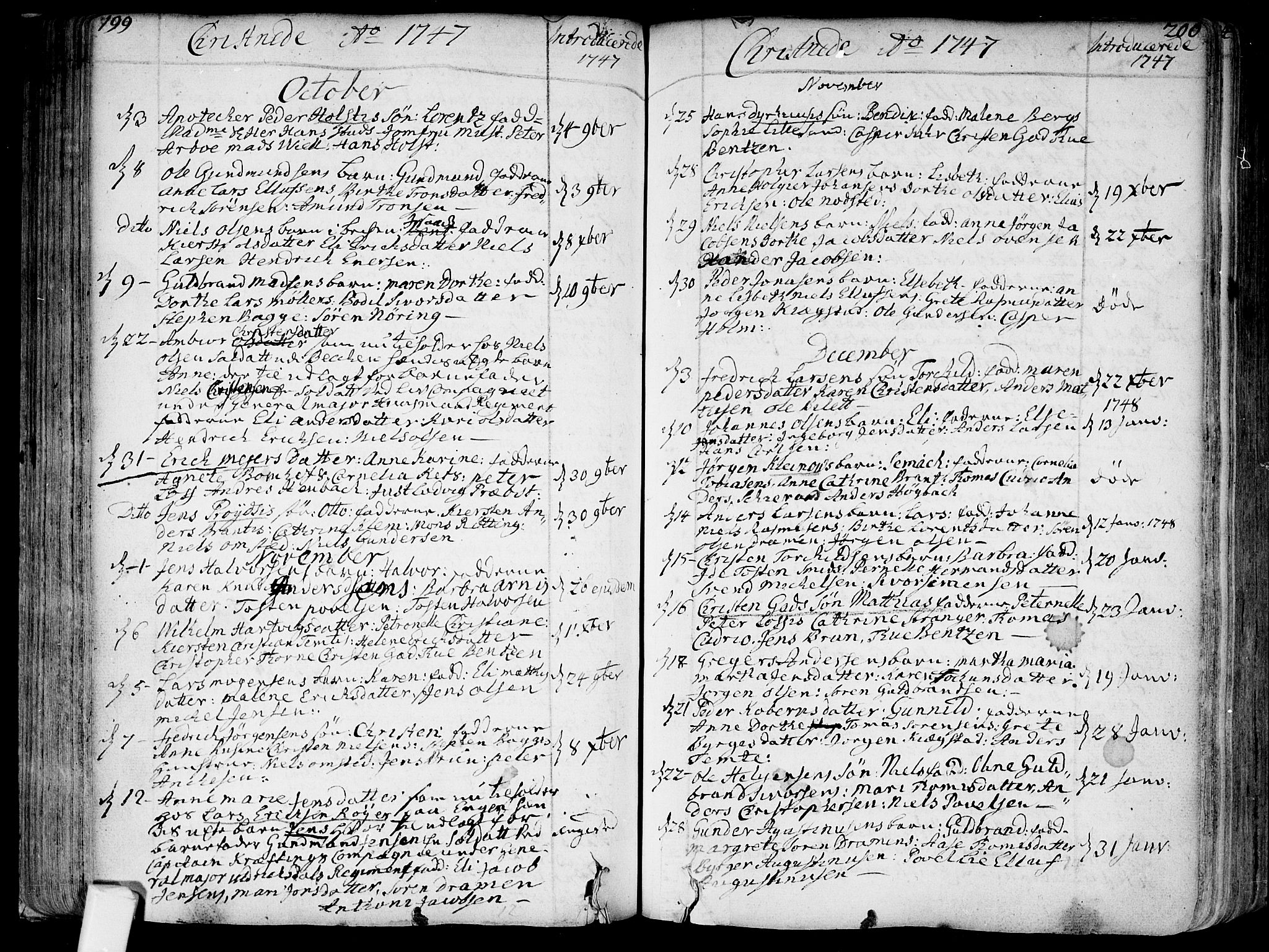 Bragernes kirkebøker, SAKO/A-6/F/Fa/L0004: Parish register (official) no. I 4, 1734-1759, p. 199-200