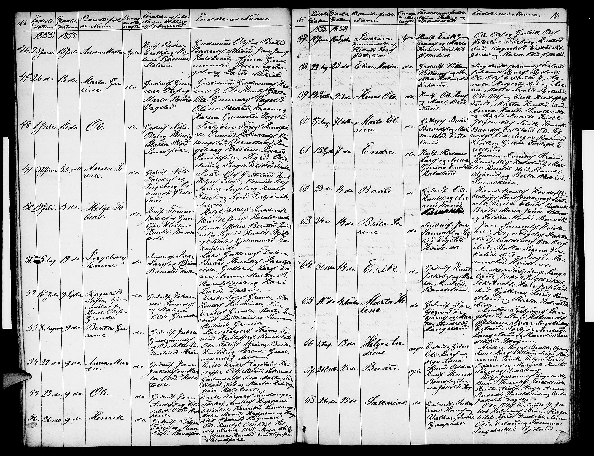 Skjold sokneprestkontor, SAST/A-101847/H/Ha/Hab/L0003: Parish register (copy) no. B 3, 1850-1867, p. 16