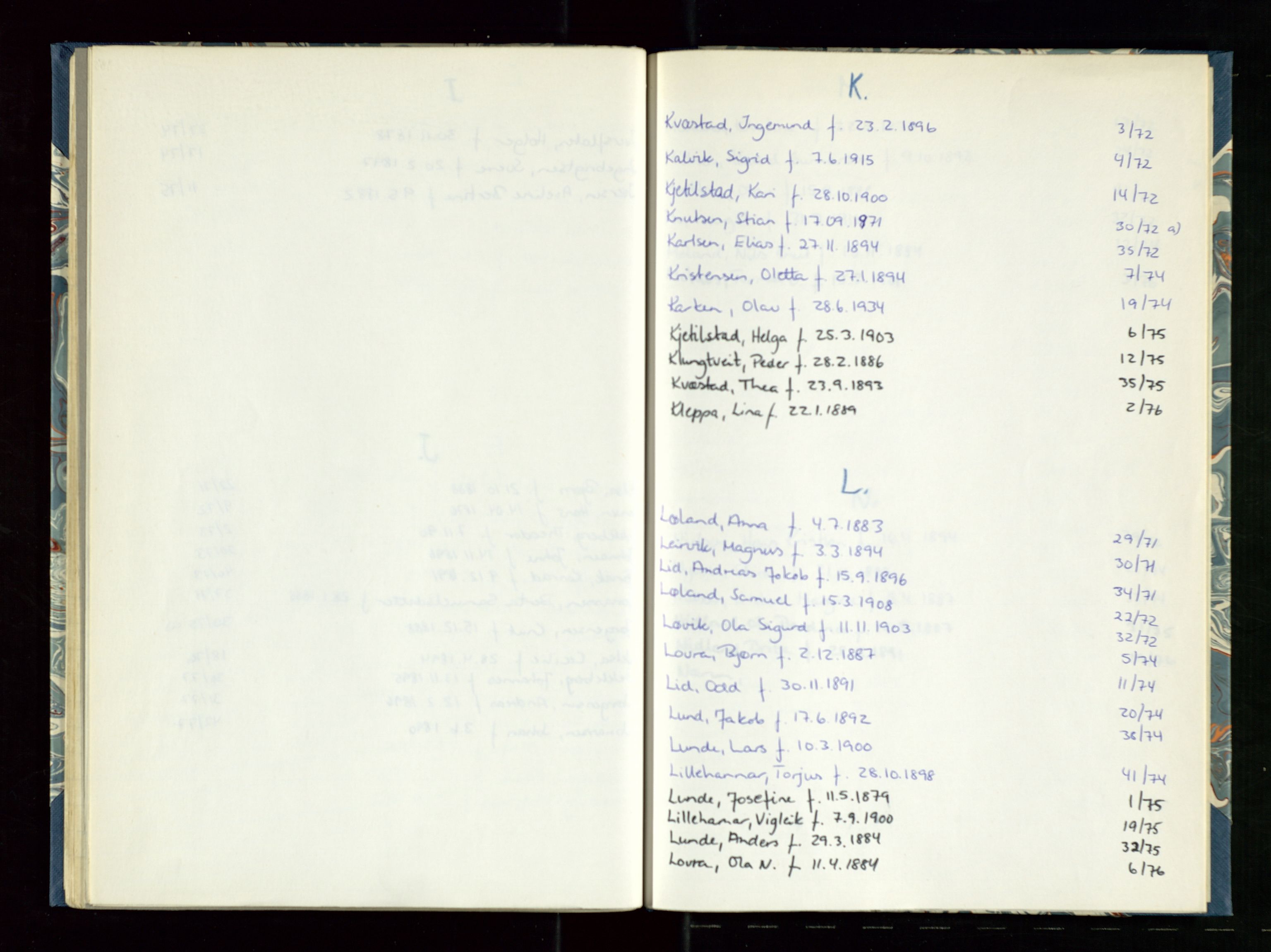 Suldal lensmannskontor, AV/SAST-A-100419/Gga/L0005: Register til dødsfallprotokoll  Gga 3 og Gga 4., 1964-1977, p. 22