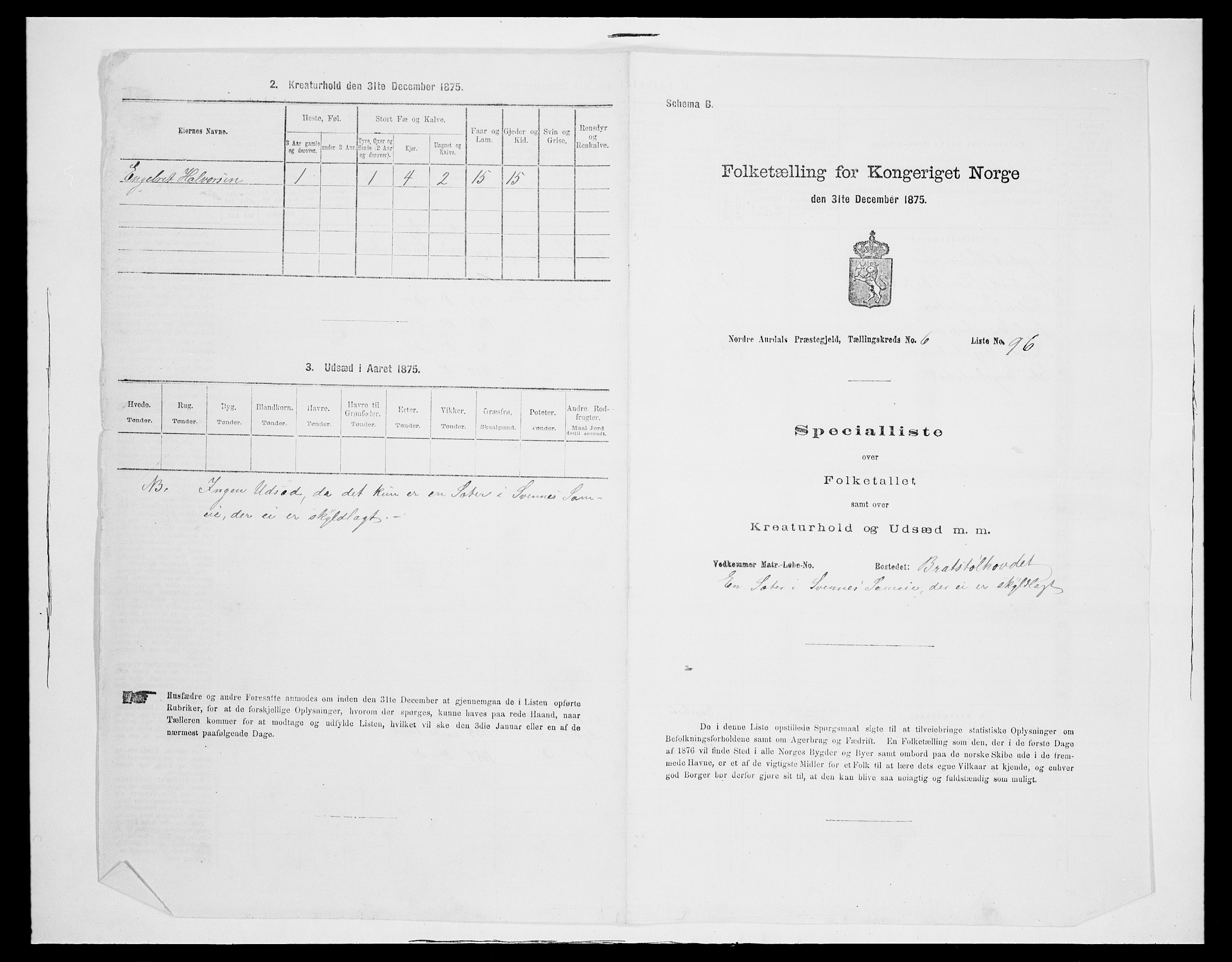 SAH, 1875 census for 0542P Nord-Aurdal, 1875, p. 1119