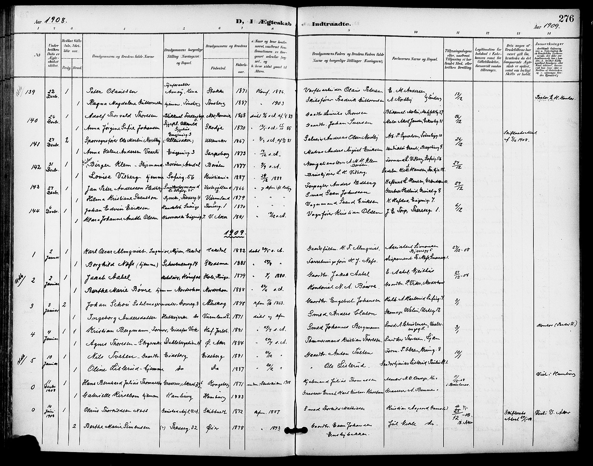 Gamle Aker prestekontor Kirkebøker, SAO/A-10617a/F/L0012: Parish register (official) no. 12, 1898-1910, p. 276