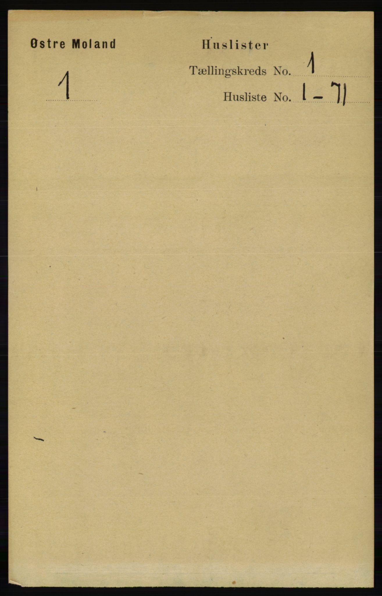 RA, 1891 census for 0918 Austre Moland, 1891, p. 19