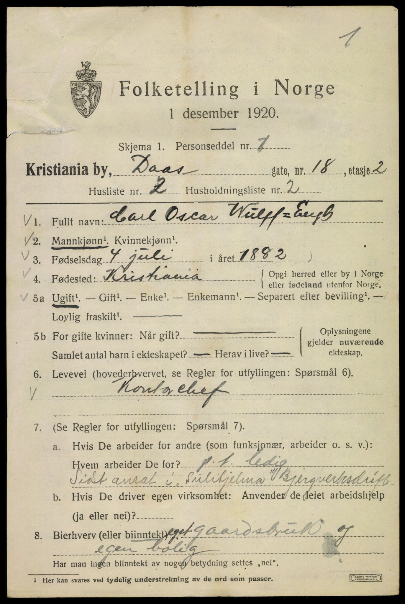 SAO, 1920 census for Kristiania, 1920, p. 192471