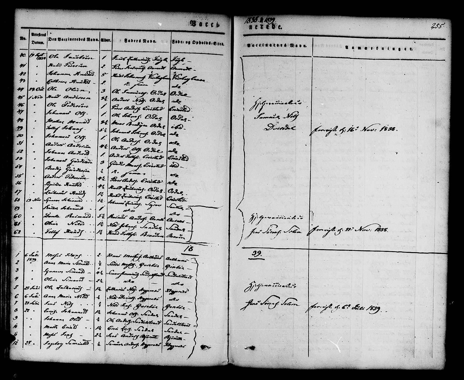 Jølster sokneprestembete, SAB/A-80701/H/Haa/Haaa/L0009: Parish register (official) no. A 9, 1833-1848, p. 255