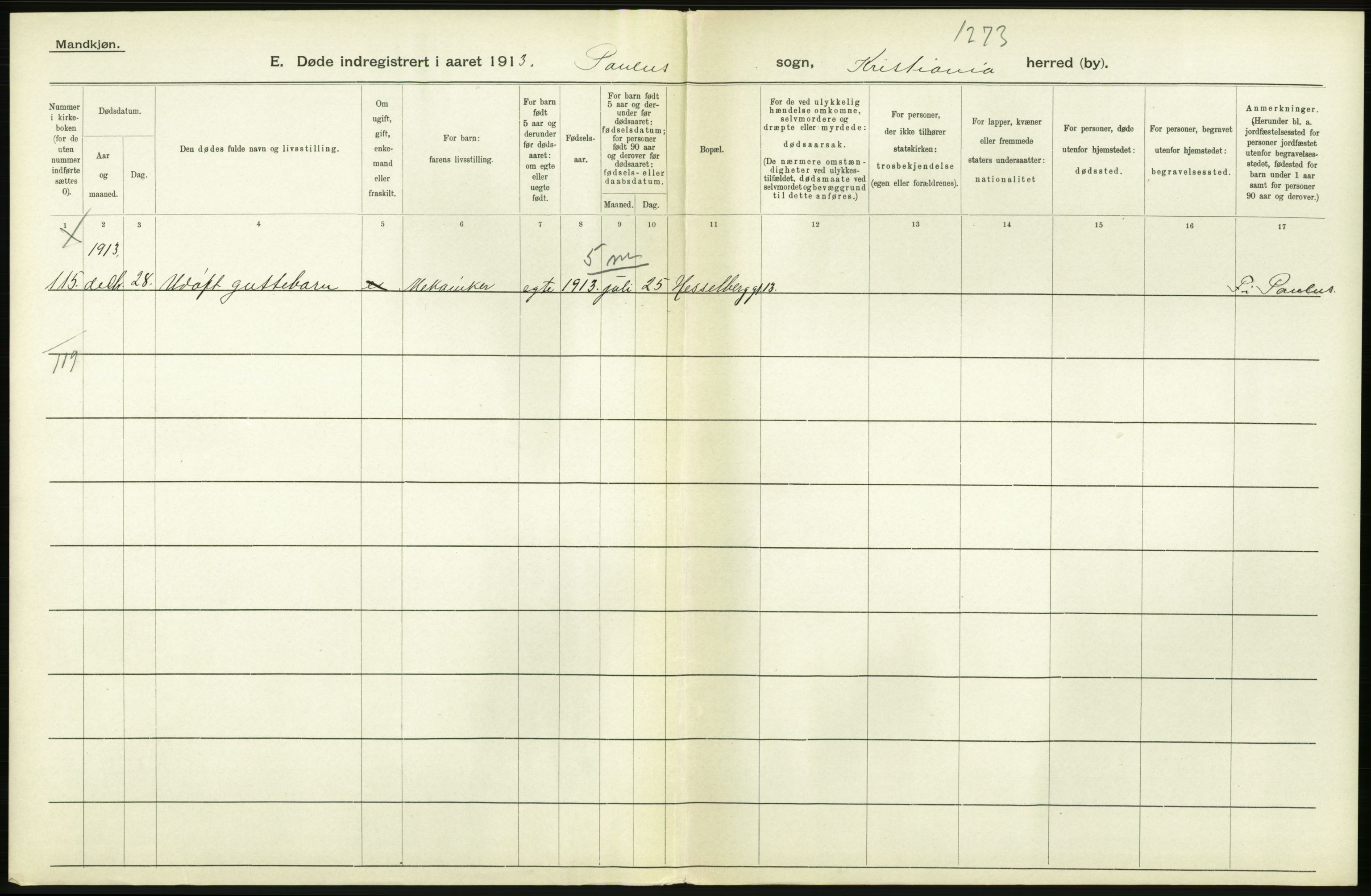 Statistisk sentralbyrå, Sosiodemografiske emner, Befolkning, RA/S-2228/D/Df/Dfb/Dfbc/L0009: Kristiania: Døde., 1913, p. 558