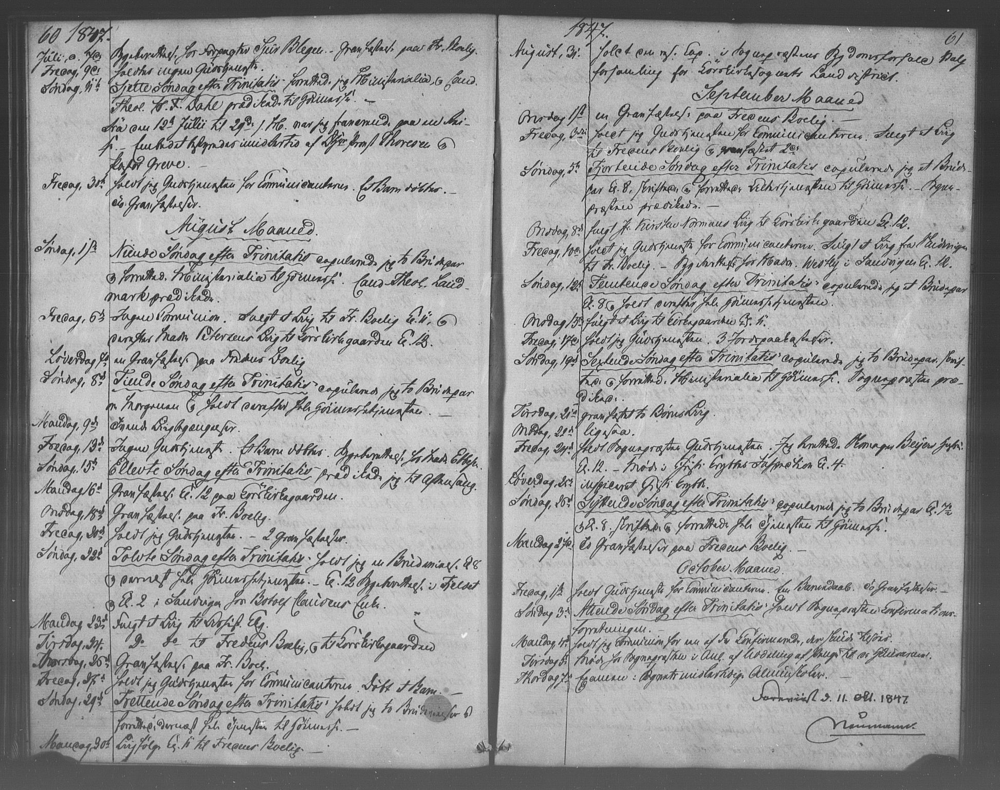 Korskirken sokneprestembete, SAB/A-76101/H/Haa/L0067: Curate's parish register no. A 2, 1844-1854, p. 60-61