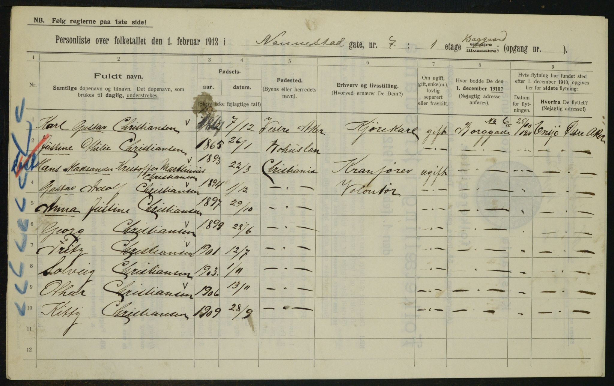 OBA, Municipal Census 1912 for Kristiania, 1912, p. 69711