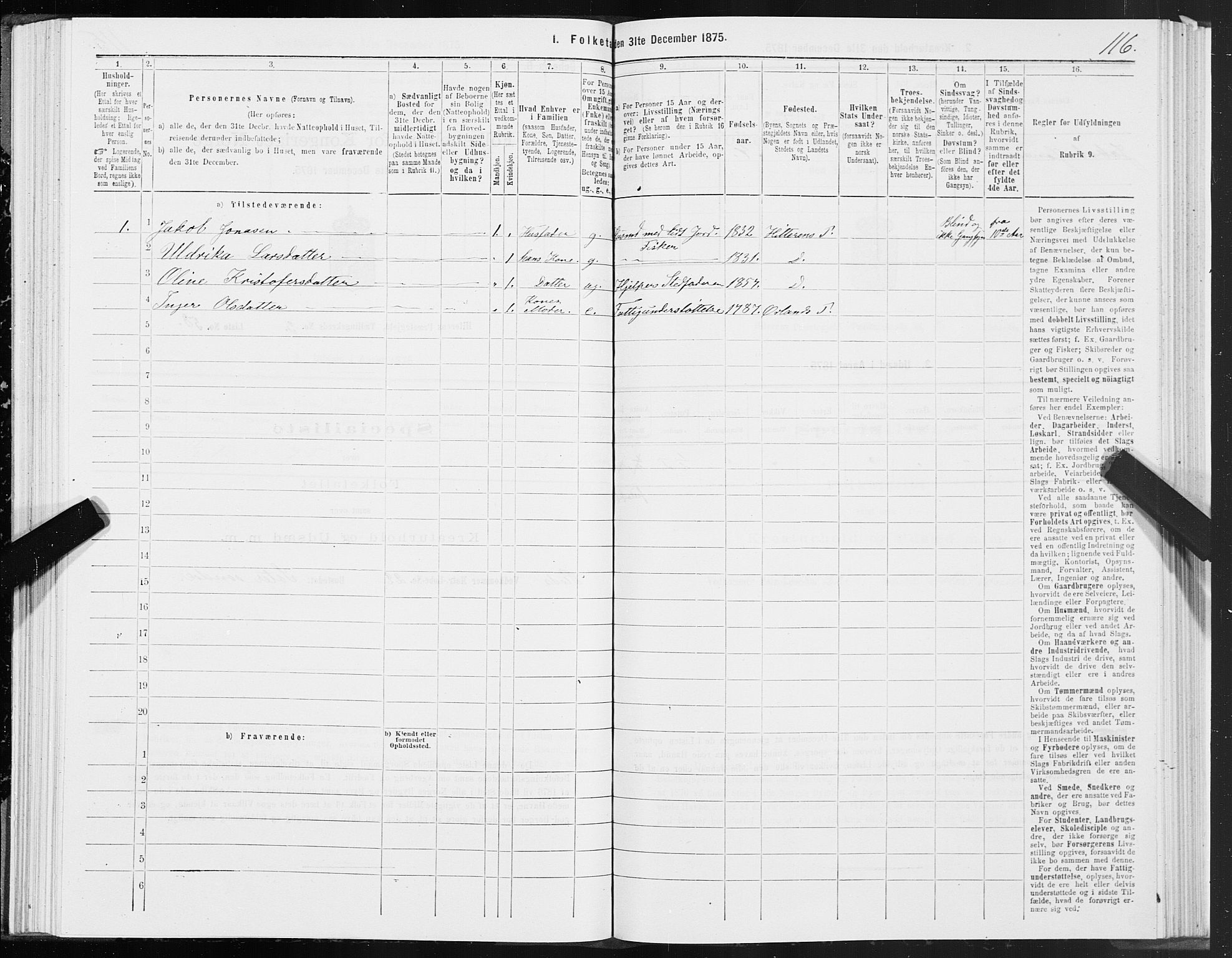 SAT, 1875 census for 1617P Hitra, 1875, p. 2116