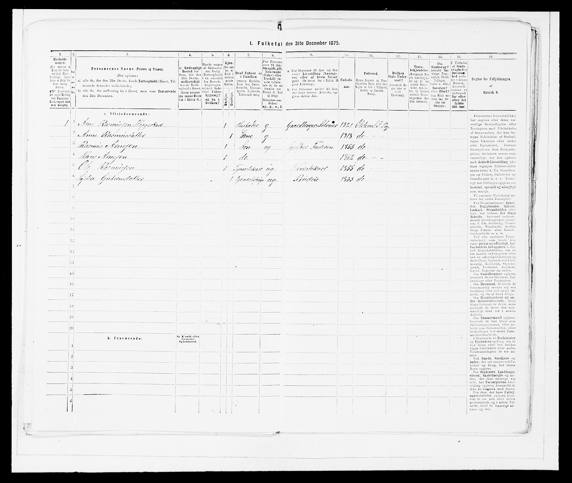 SAB, 1875 Census for 1447P Innvik, 1875, p. 695