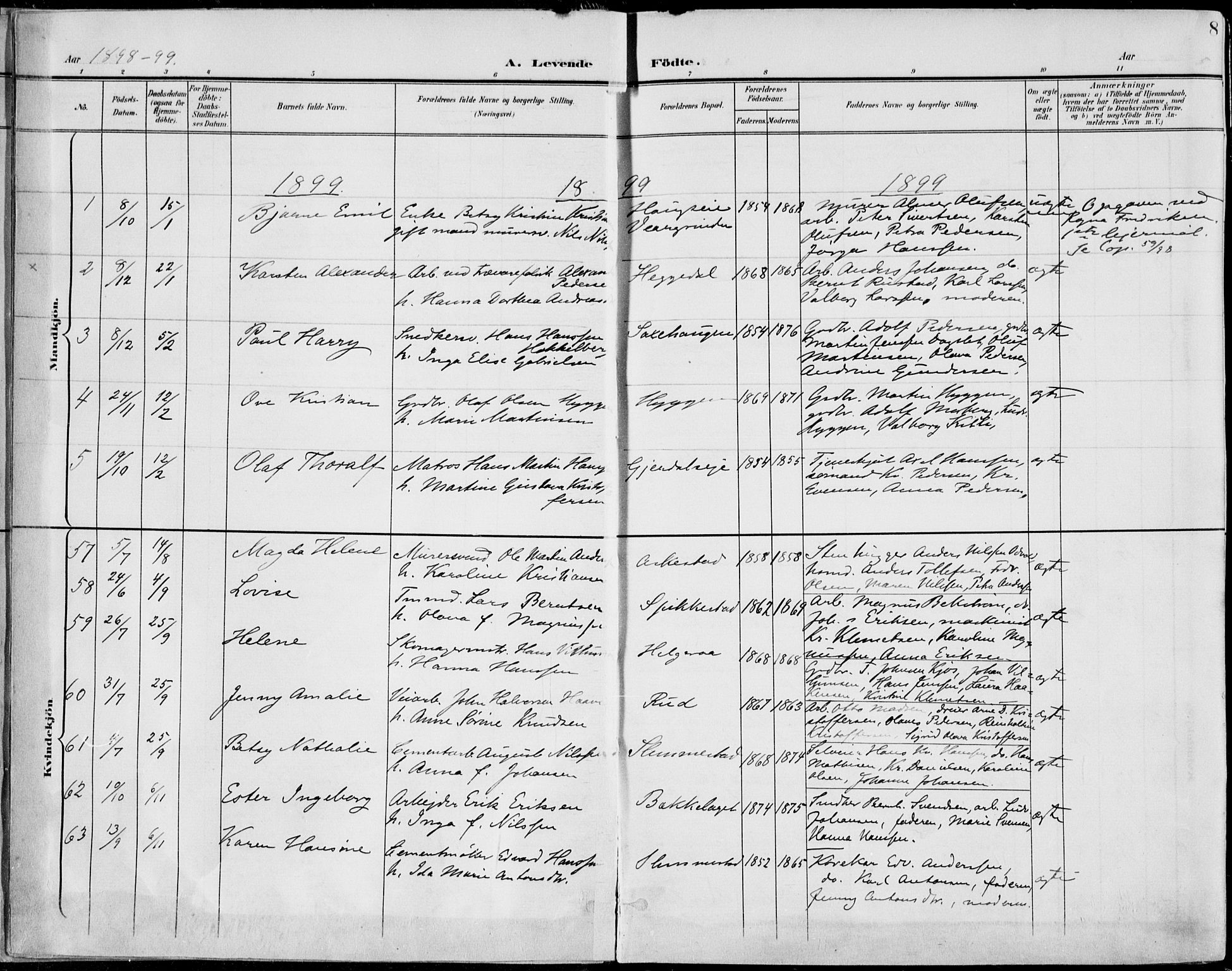Røyken kirkebøker, SAKO/A-241/F/Fa/L0009: Parish register (official) no. 9, 1898-1911, p. 8