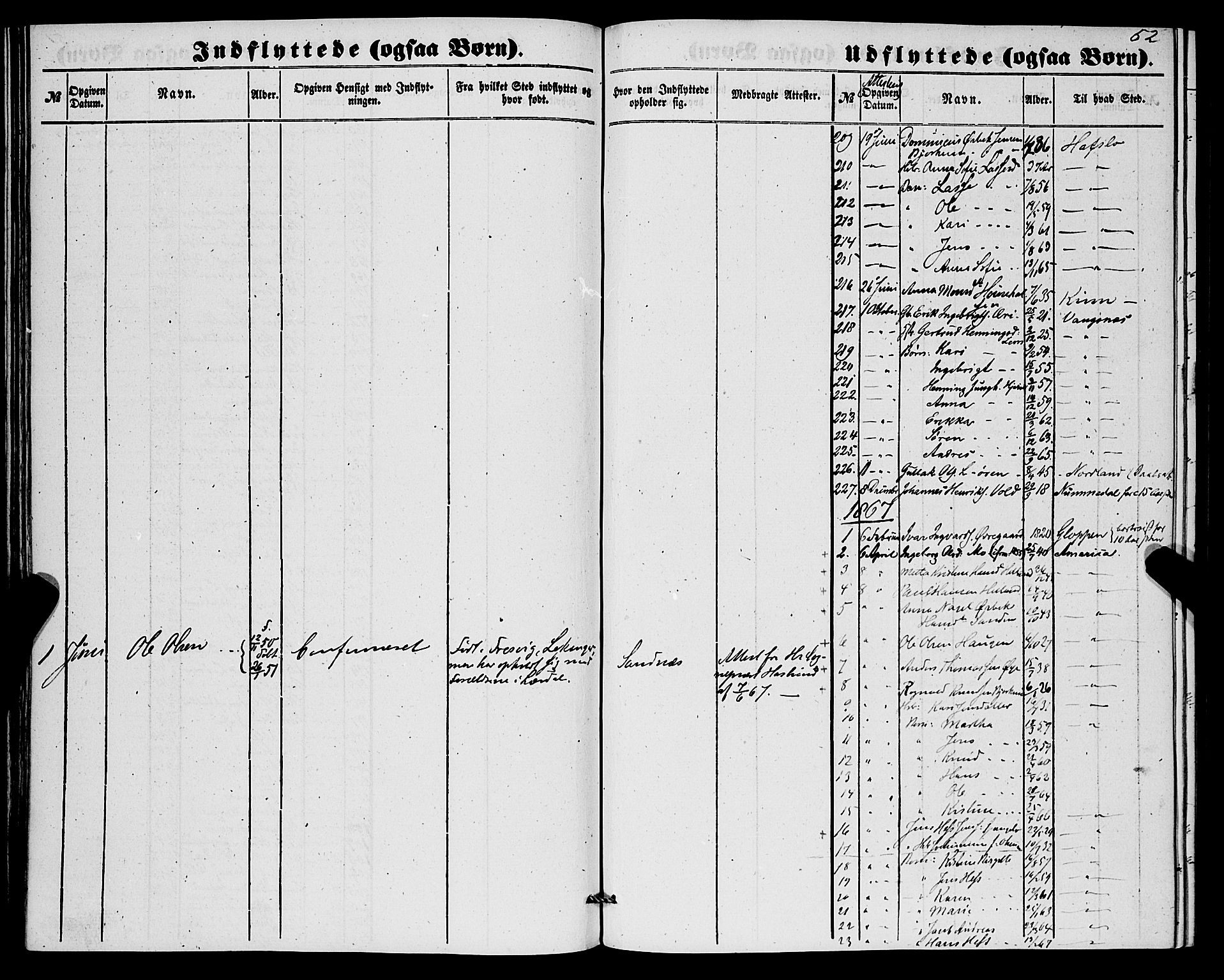 Lærdal sokneprestembete, SAB/A-81201: Parish register (official) no. A 17, 1851-1877, p. 52