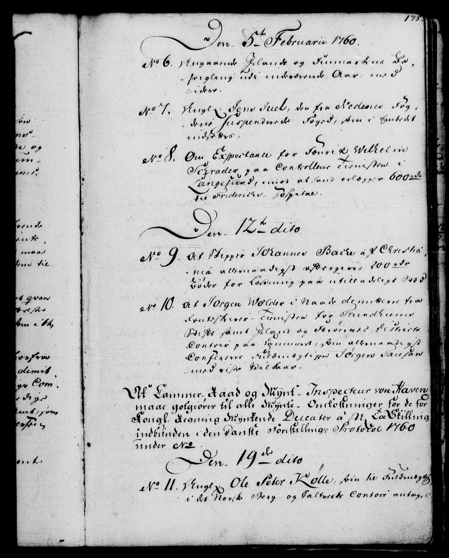Rentekammeret, Kammerkanselliet, RA/EA-3111/G/Gf/Gfb/L0006: Register til norske relasjons- og resolusjonsprotokoller (merket RK 52.101), 1755-1765, p. 175