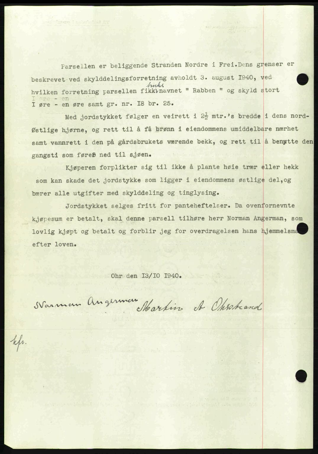 Nordmøre sorenskriveri, SAT/A-4132/1/2/2Ca: Mortgage book no. A89, 1940-1941, Diary no: : 1798/1940