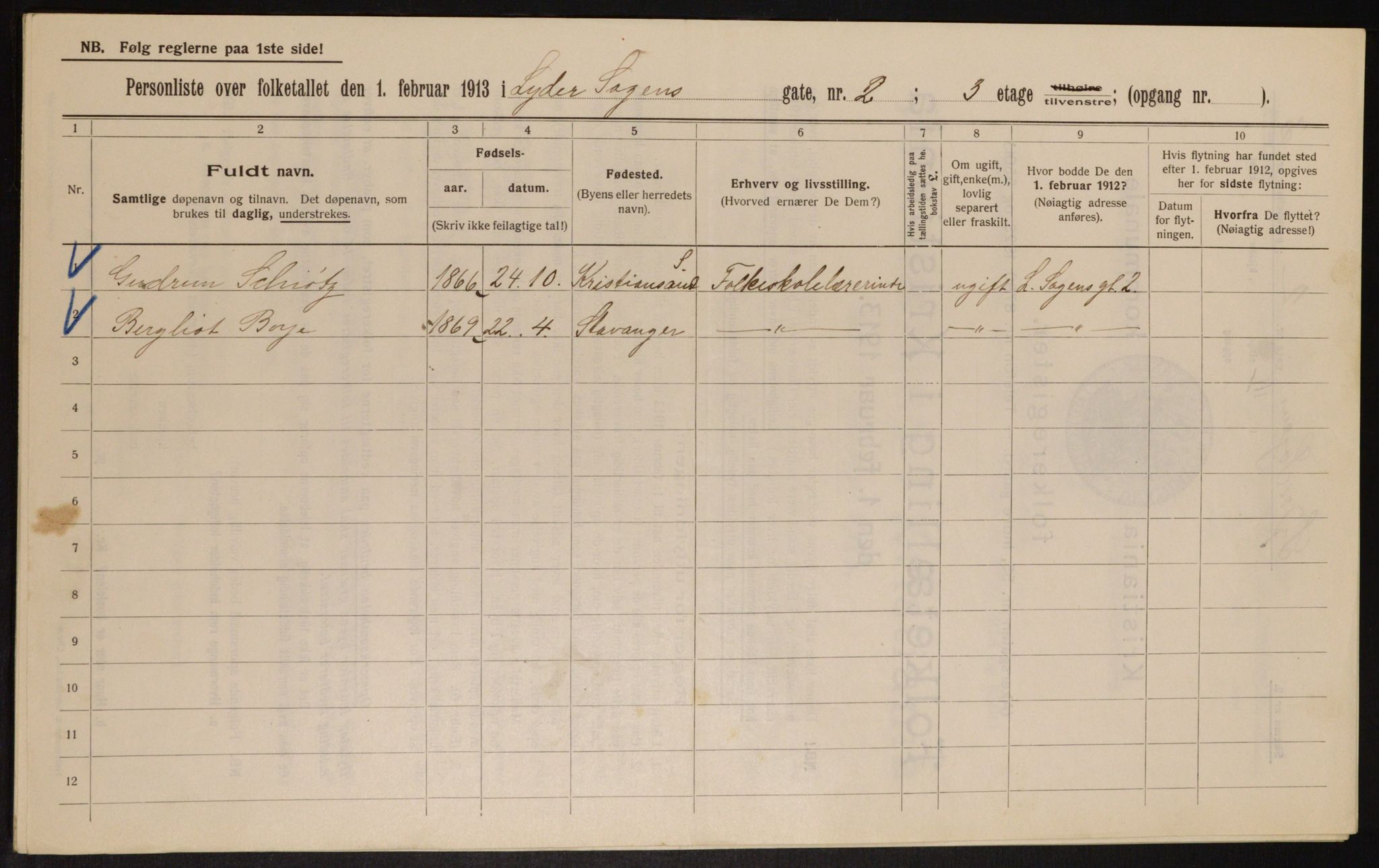 OBA, Municipal Census 1913 for Kristiania, 1913, p. 58232