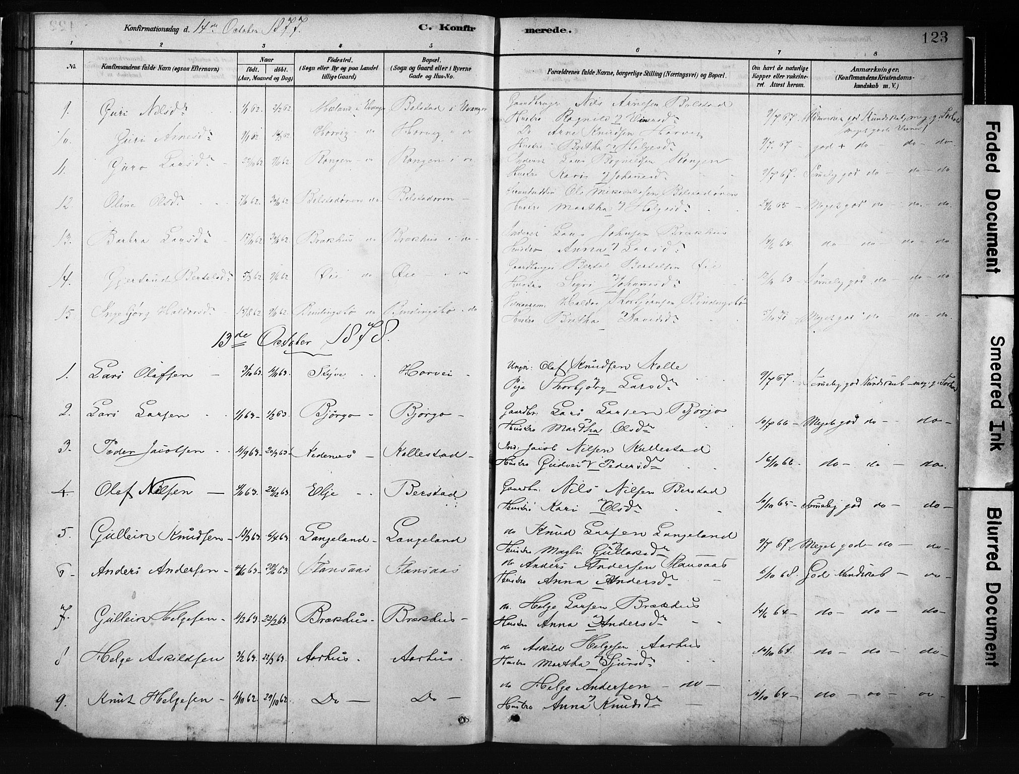 Evanger sokneprestembete, SAB/A-99924: Parish register (official) no. A 1, 1877-1899, p. 123