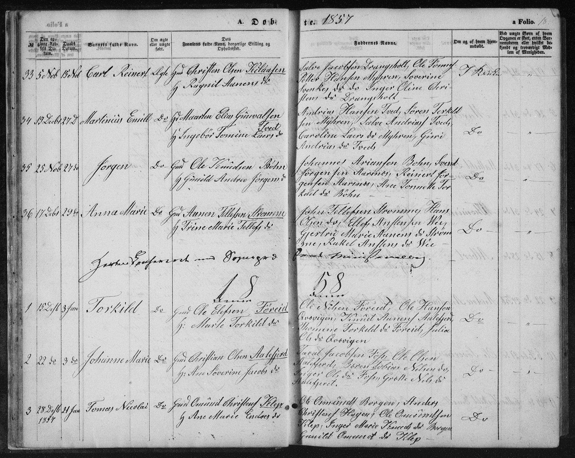 Tveit sokneprestkontor, AV/SAK-1111-0043/F/Fb/L0003: Parish register (copy) no. B 3, 1854-1886, p. 18