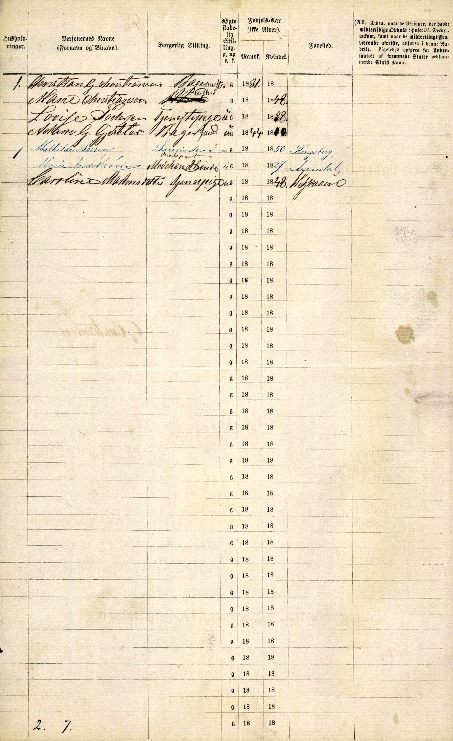 RA, 1870 census for 0707 Larvik, 1870, p. 414