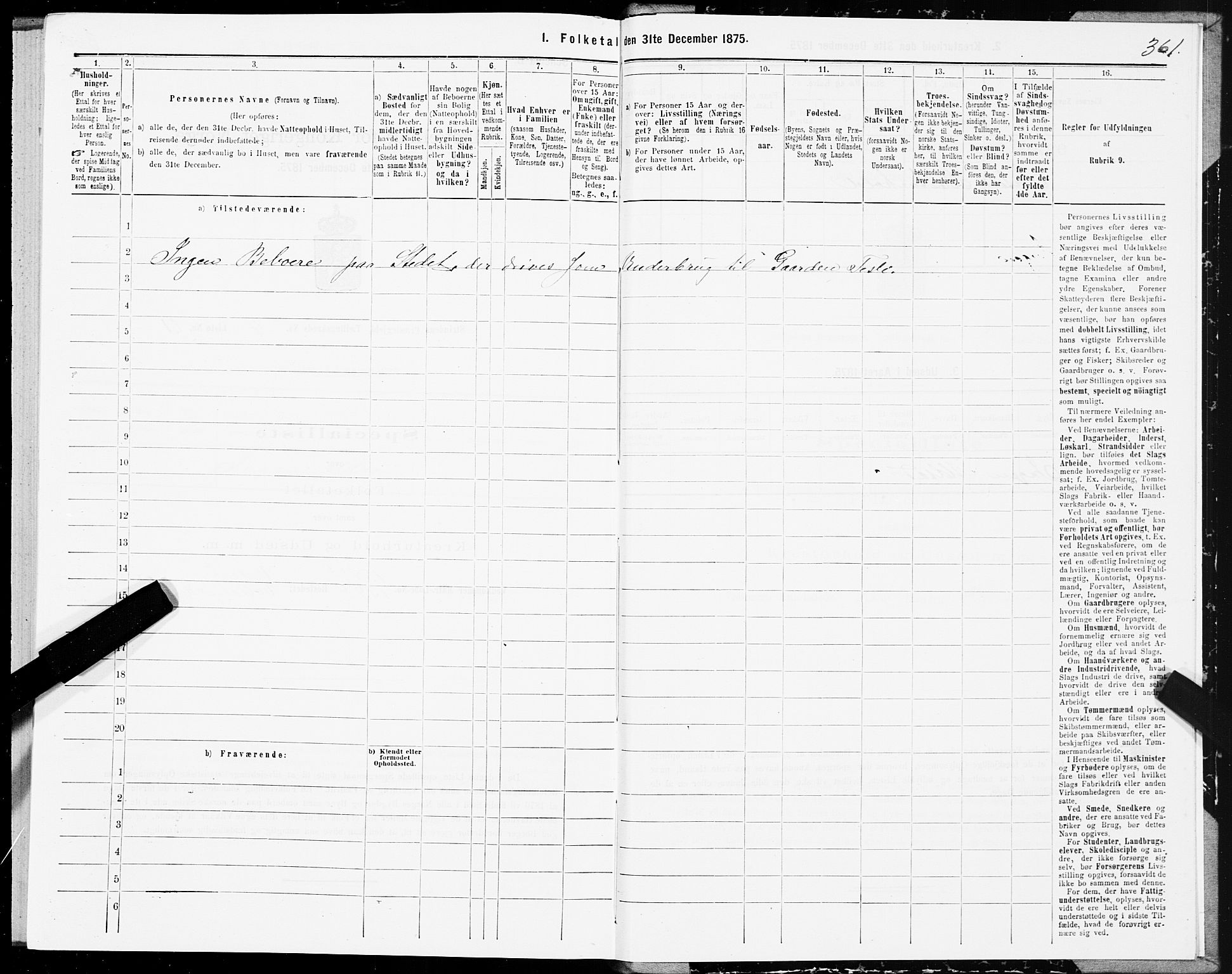 SAT, 1875 census for 1660P Strinda, 1875, p. 2361