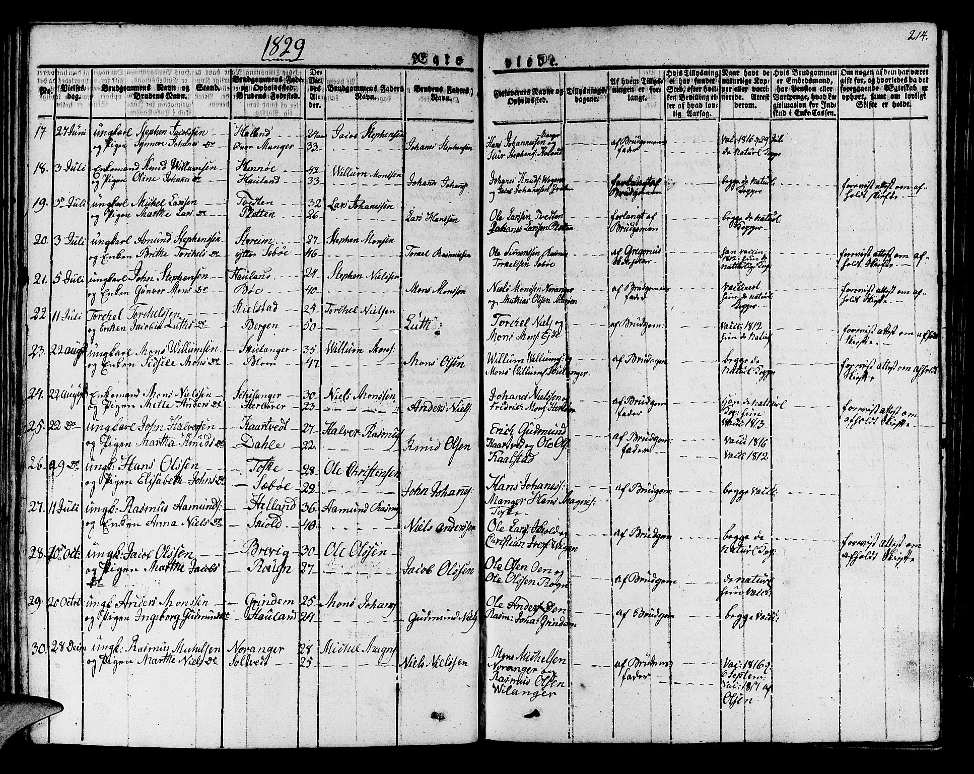Manger sokneprestembete, SAB/A-76801/H/Haa: Parish register (official) no. A 4, 1824-1838, p. 214