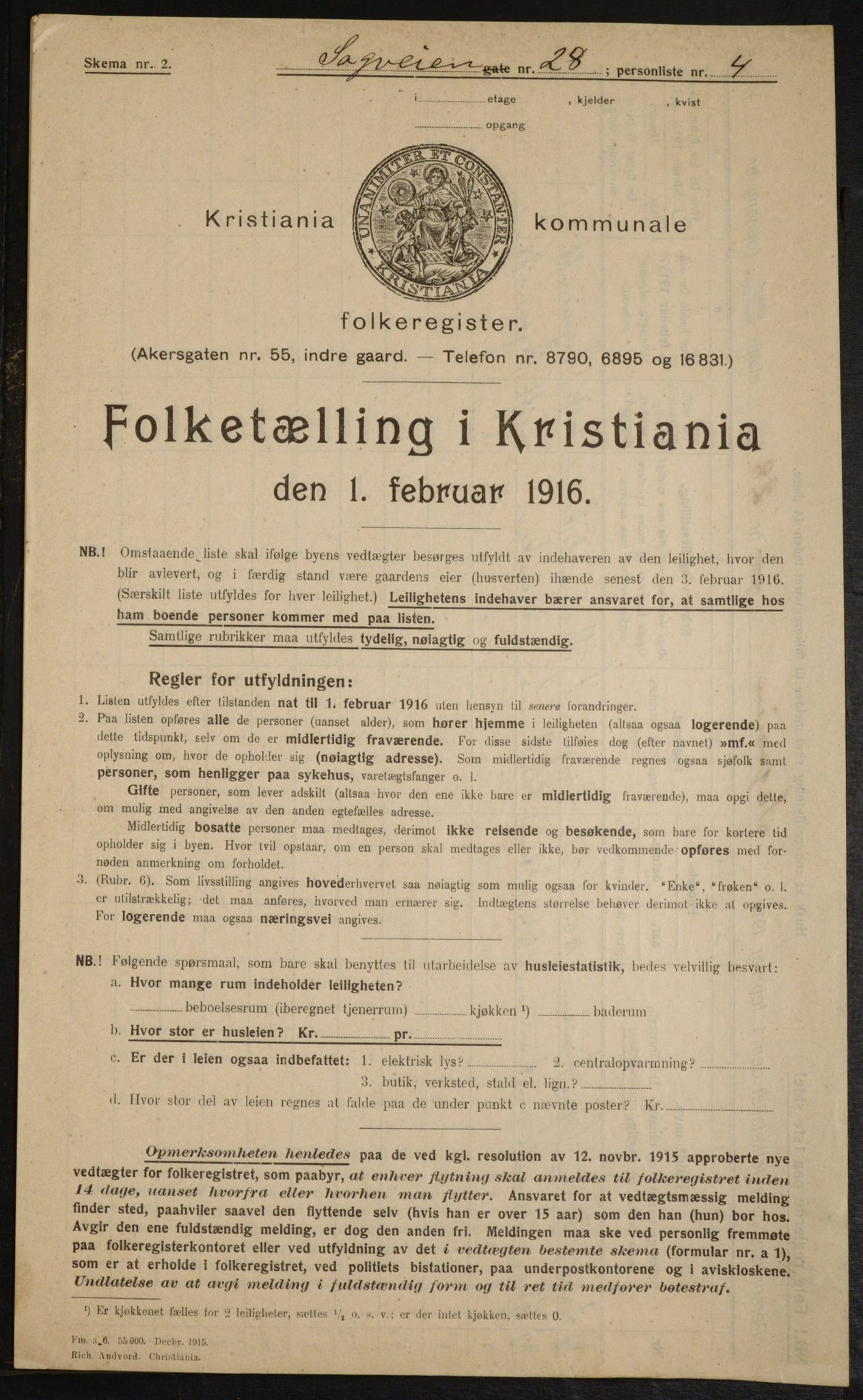 OBA, Municipal Census 1916 for Kristiania, 1916, p. 88873