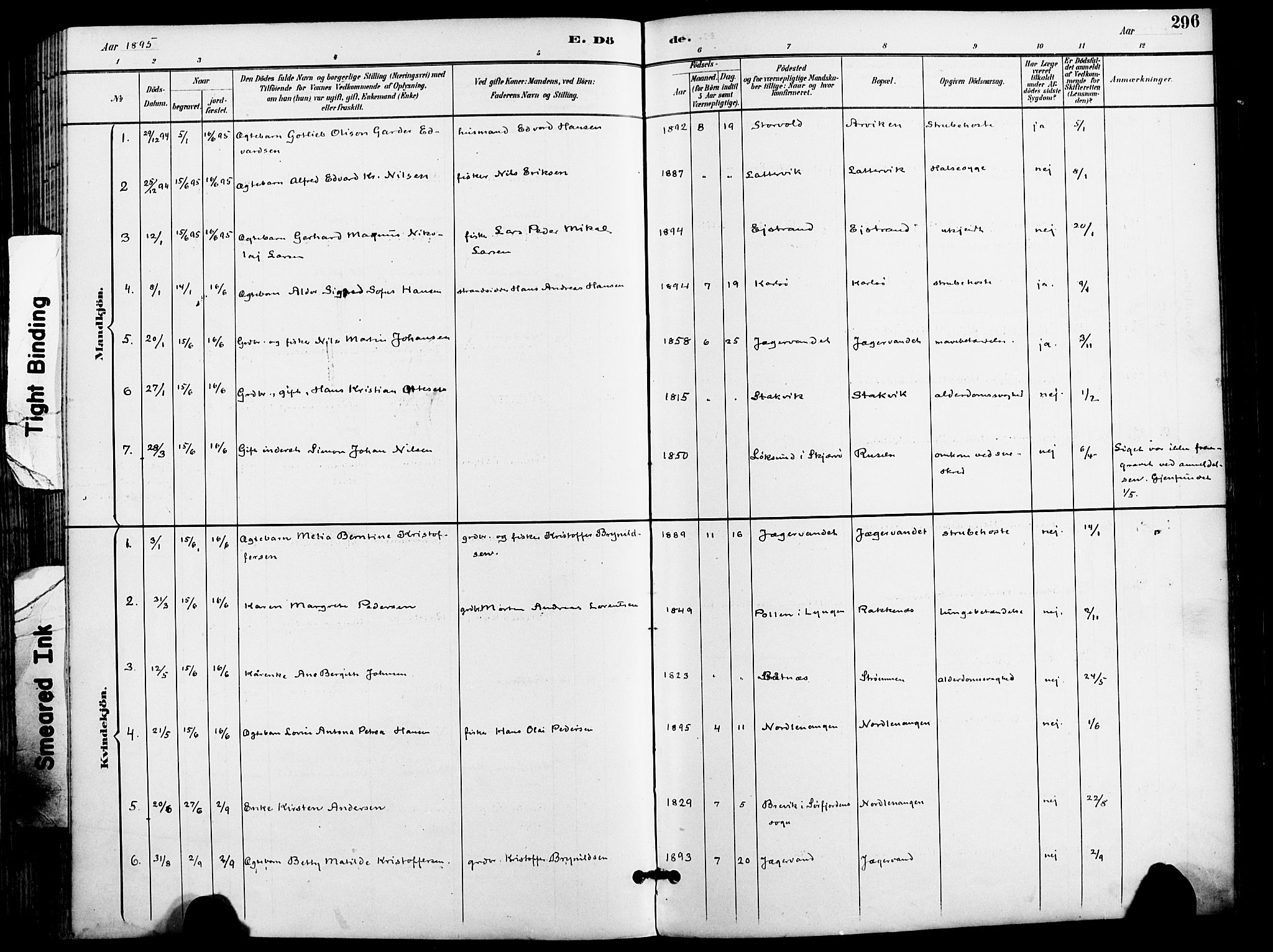 Karlsøy sokneprestembete, AV/SATØ-S-1299/H/Ha/Haa/L0007kirke: Parish register (official) no. 7, 1891-1902, p. 296