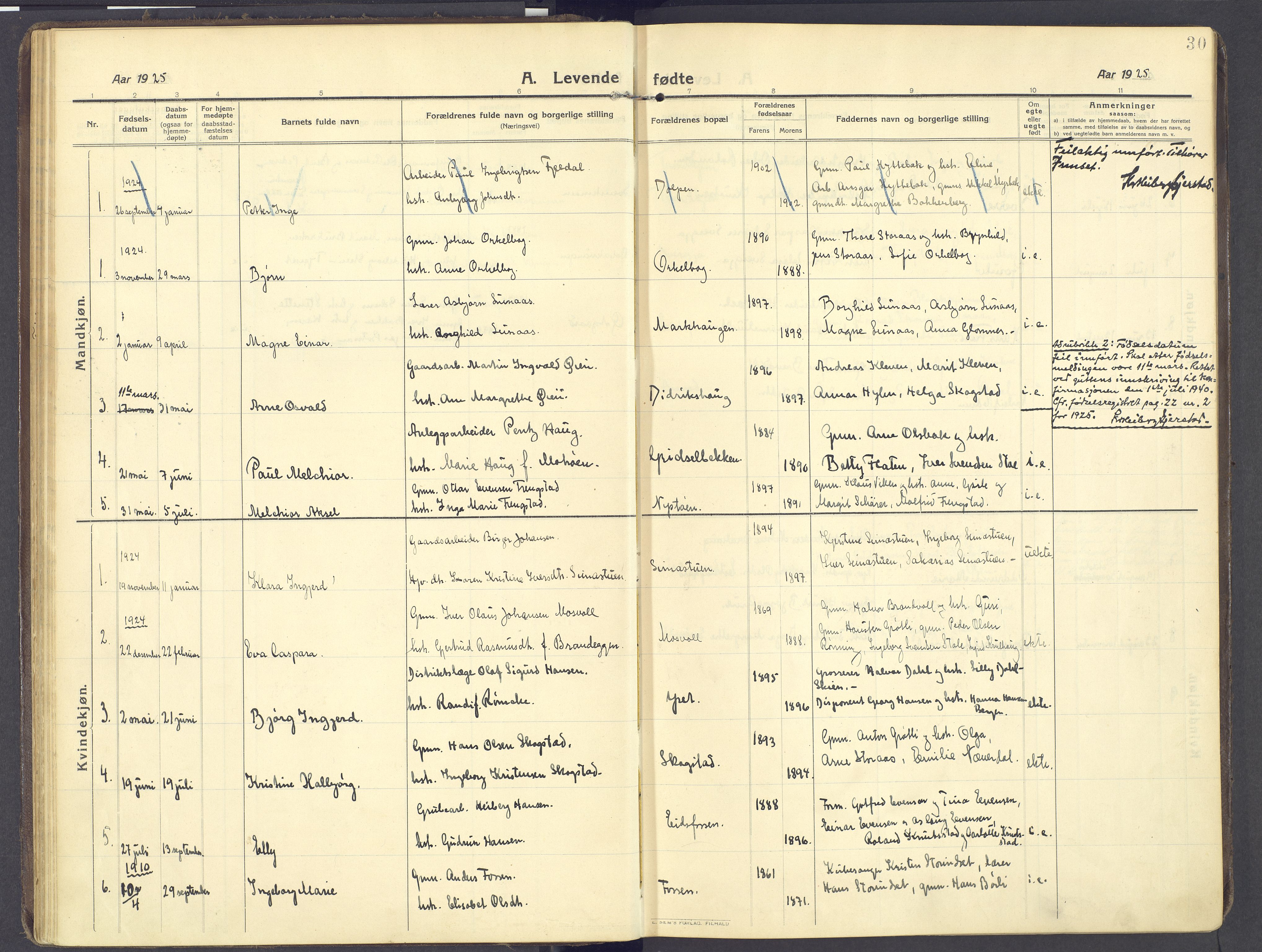 Kvikne prestekontor, AV/SAH-PREST-064/H/Ha/Haa/L0009: Parish register (official) no. 9, 1911-1942, p. 30