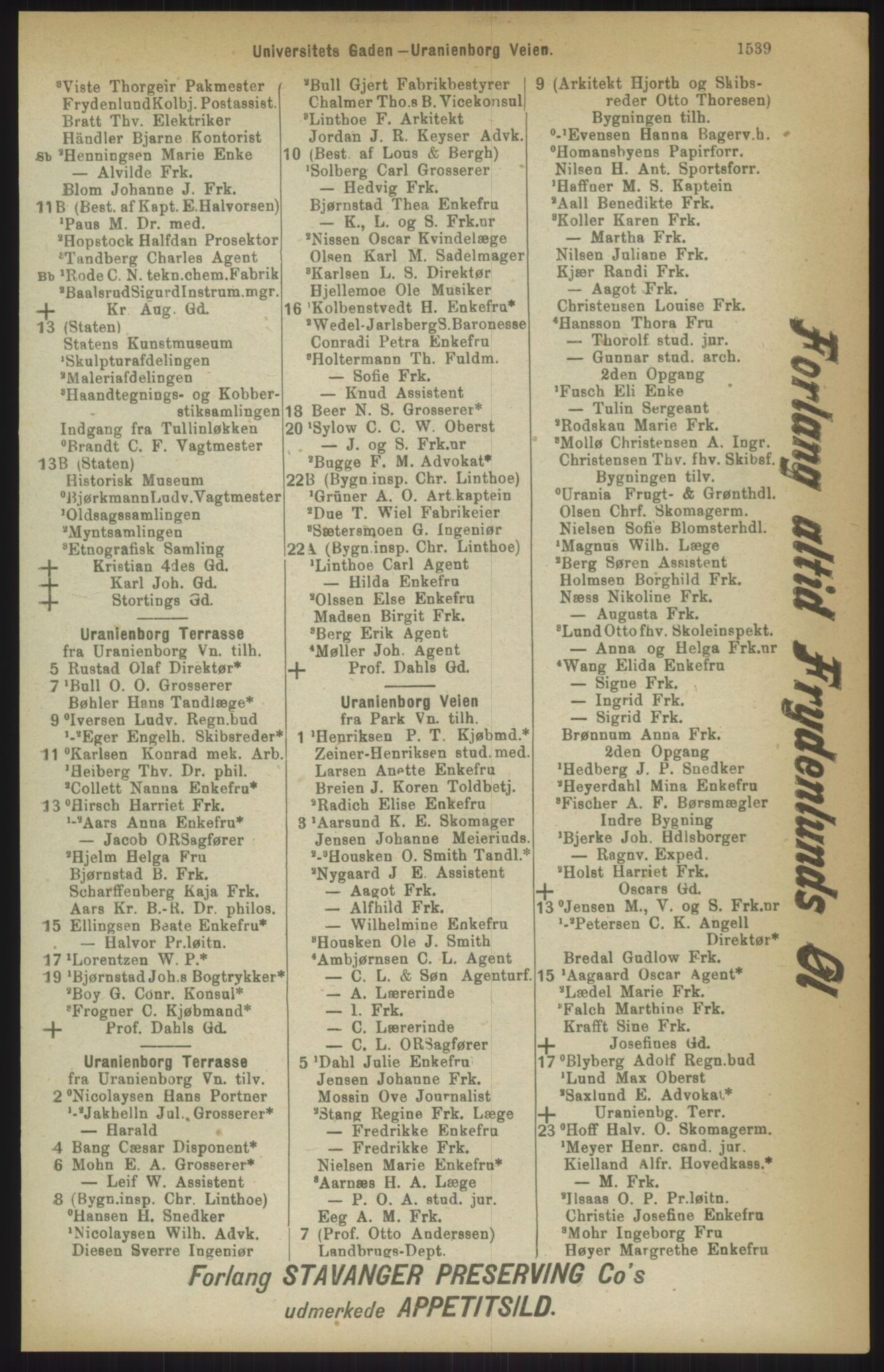 Kristiania/Oslo adressebok, PUBL/-, 1911, p. 1539