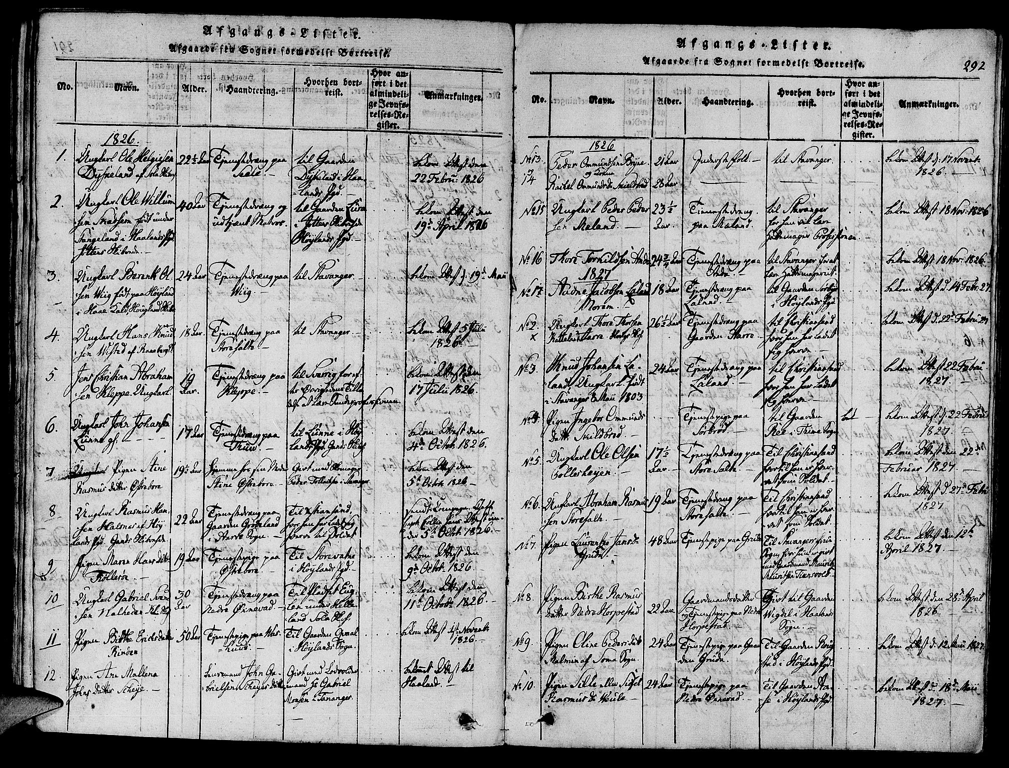 Klepp sokneprestkontor, SAST/A-101803/001/3/30BA/L0002: Parish register (official) no. A 2, 1816-1833, p. 292