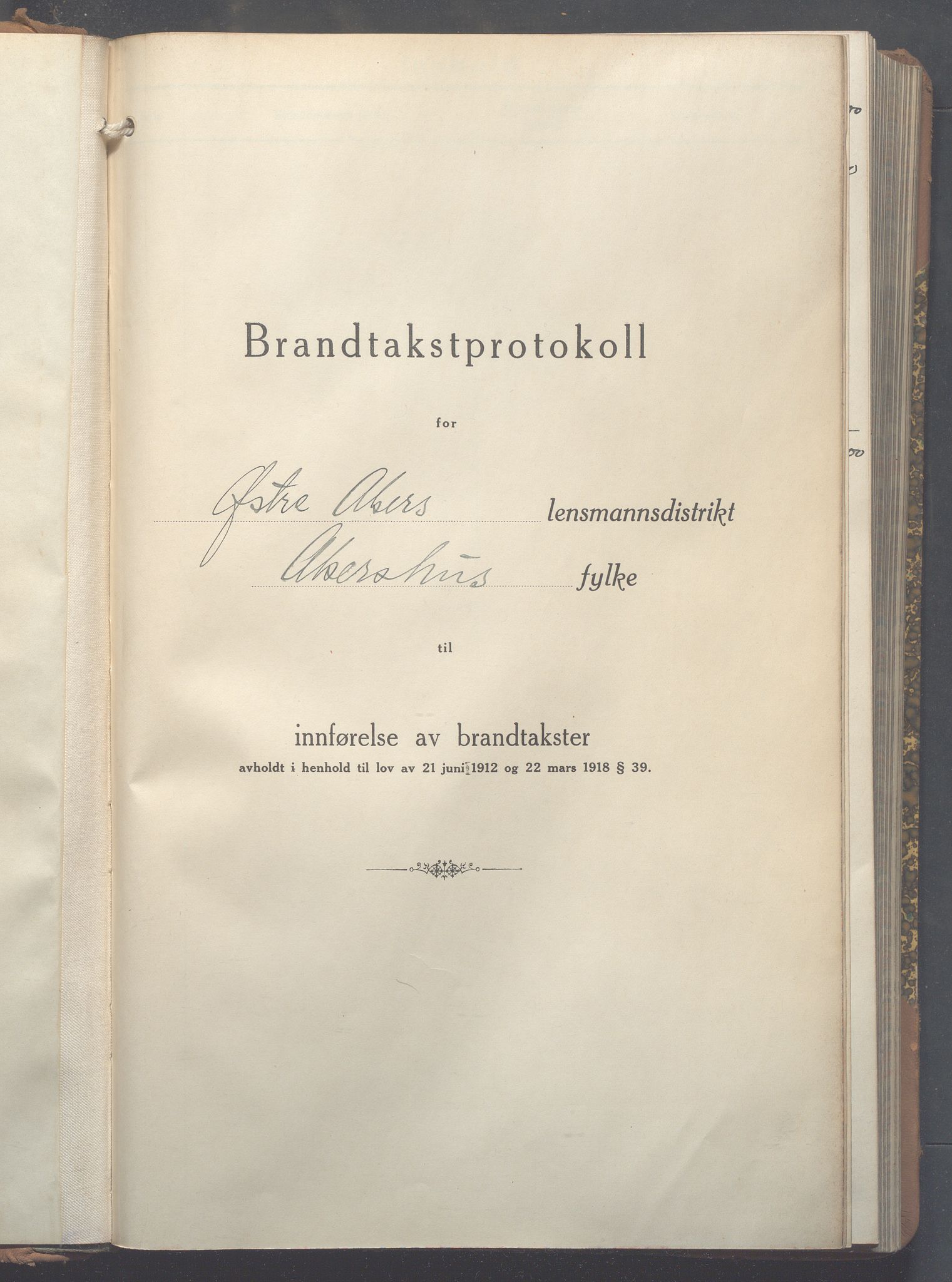 Lensmennene i Aker, OBA/A-10133/F/Fc/L0025: Branntakstprotokoll, 1928-1935