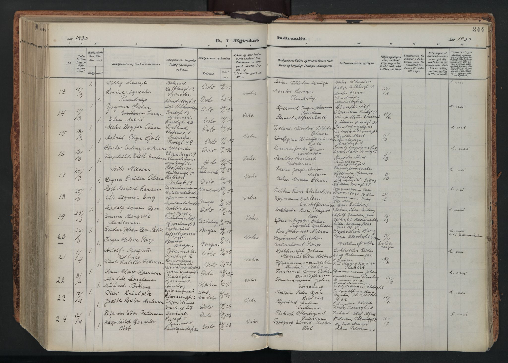 Grønland prestekontor Kirkebøker, AV/SAO-A-10848/F/Fa/L0017: Parish register (official) no. 17, 1906-1934, p. 344