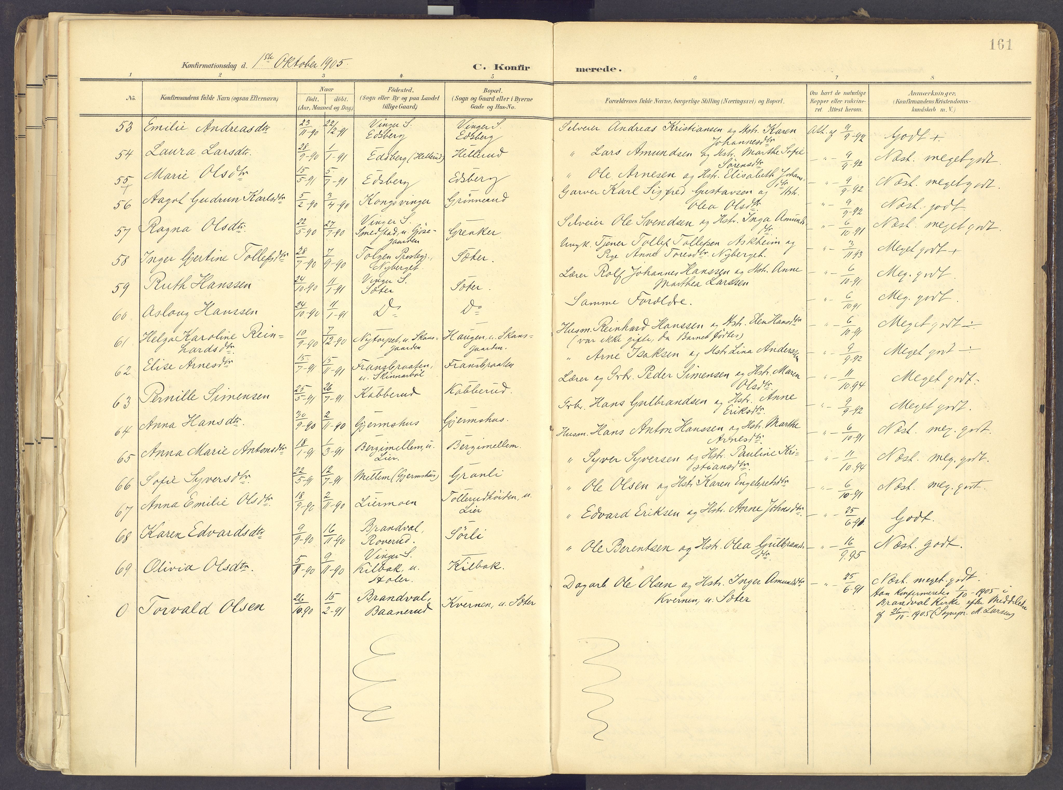 Vinger prestekontor, AV/SAH-PREST-024/H/Ha/Haa/L0017: Parish register (official) no. 17, 1901-1927, p. 161