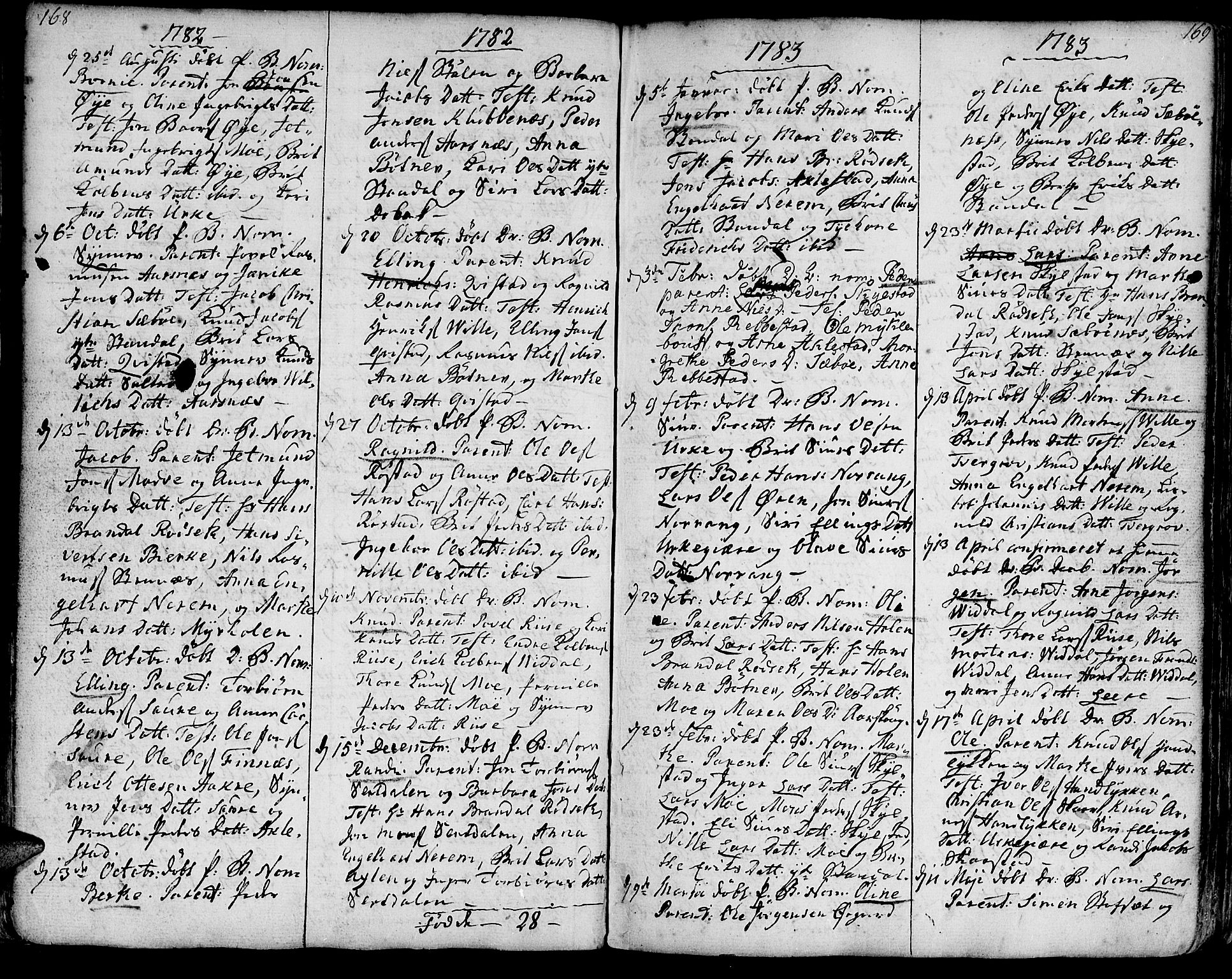 Ministerialprotokoller, klokkerbøker og fødselsregistre - Møre og Romsdal, AV/SAT-A-1454/515/L0206: Parish register (official) no. 515A02, 1765-1818, p. 168-169