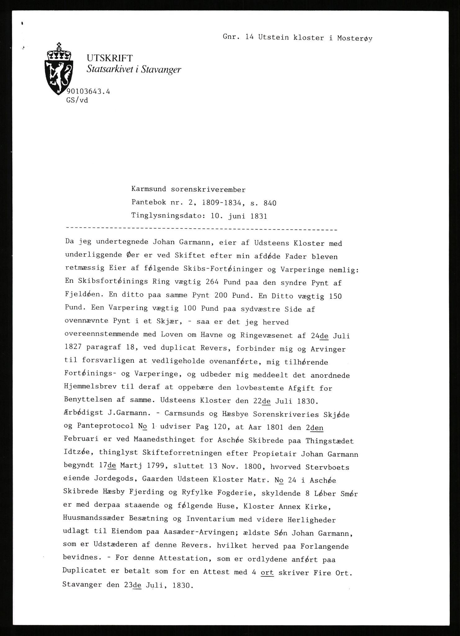 Statsarkivet i Stavanger, AV/SAST-A-101971/03/Y/Yj/L0091: Avskrifter sortert etter gårdsnavn: Ur - Vareberg, 1750-1930, p. 266