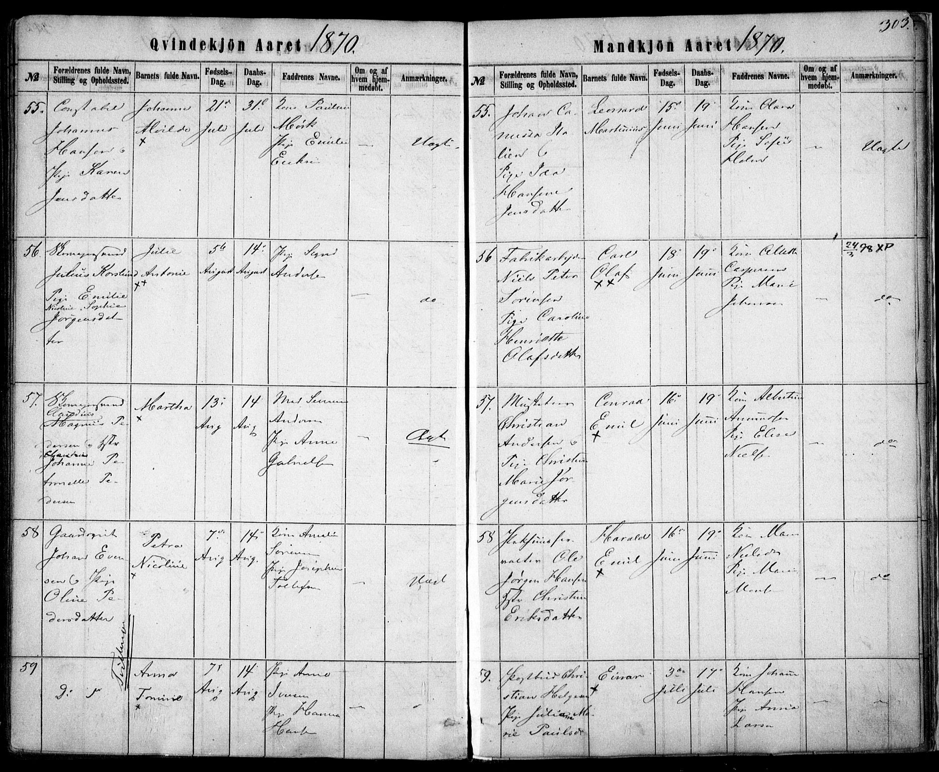 Rikshospitalet prestekontor Kirkebøker, AV/SAO-A-10309b/F/L0004: Parish register (official) no. 4, 1853-1870, p. 303