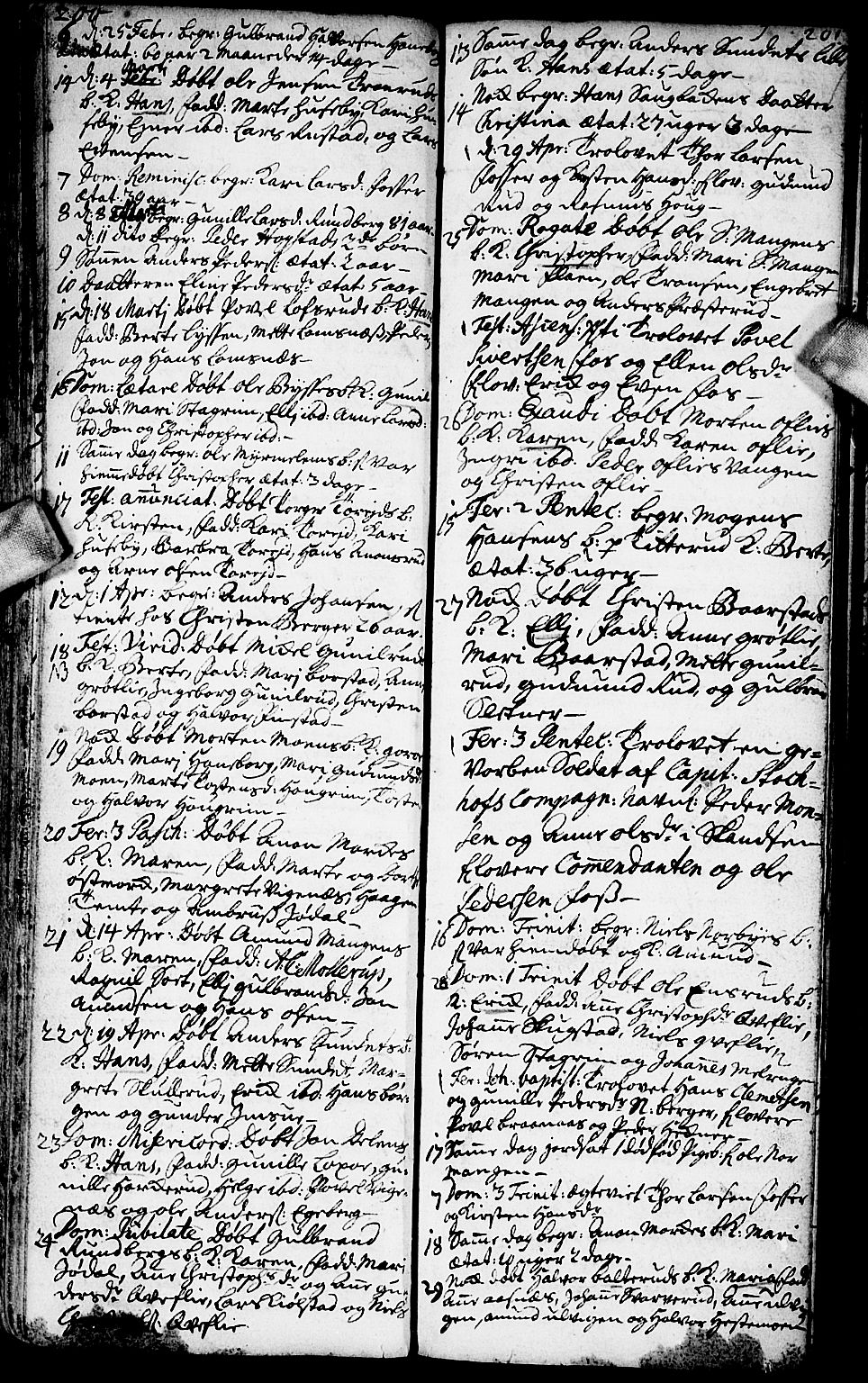 Aurskog prestekontor Kirkebøker, SAO/A-10304a/F/Fa/L0001: Parish register (official) no. I 1, 1707-1735, p. 200-201